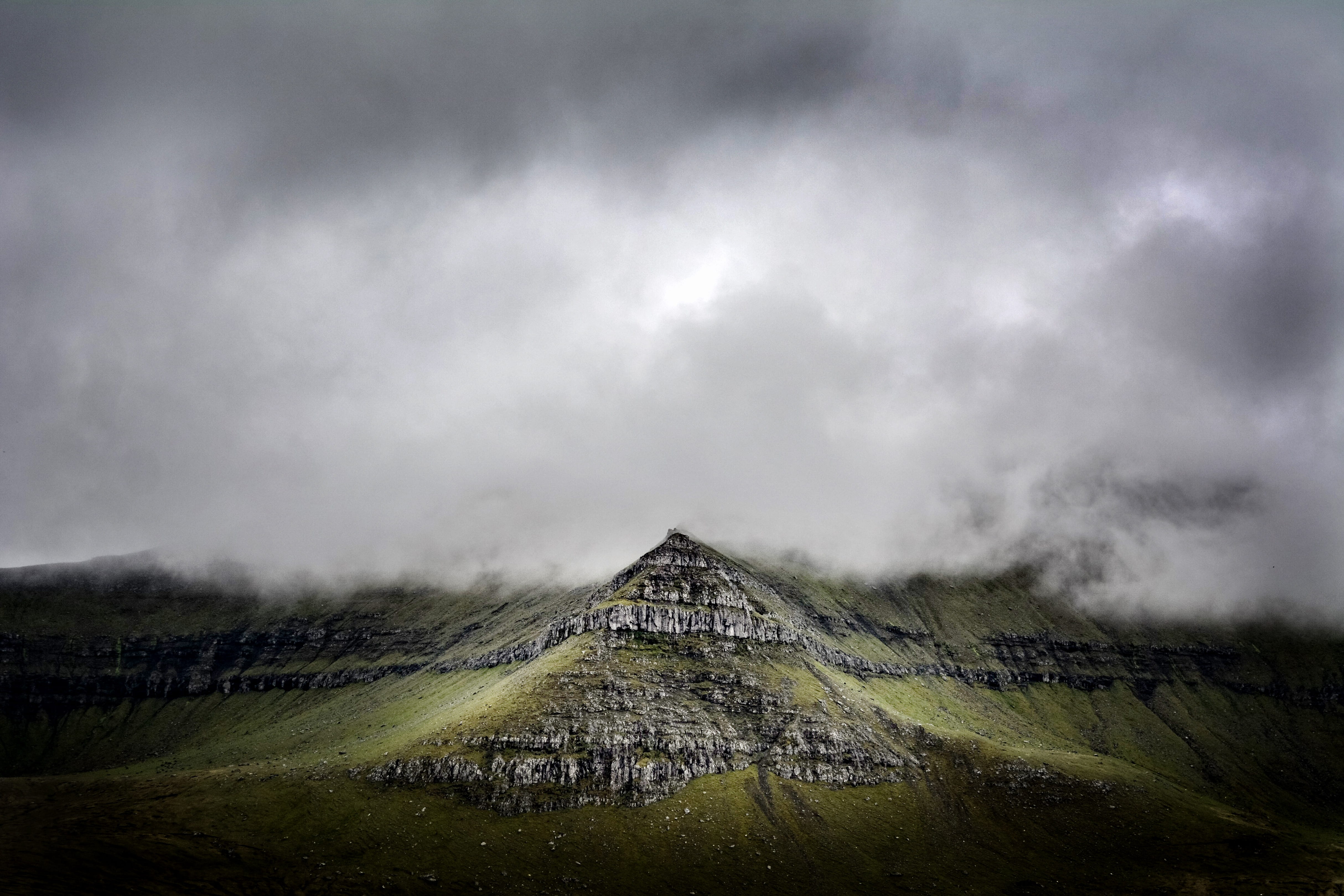 beauty in nature, cloud, no people, landscape, travel destinations, sky, photo, scenics - nature, grass, outdoors, mountain, storm, overcast, faroe island, HD Wallpaper