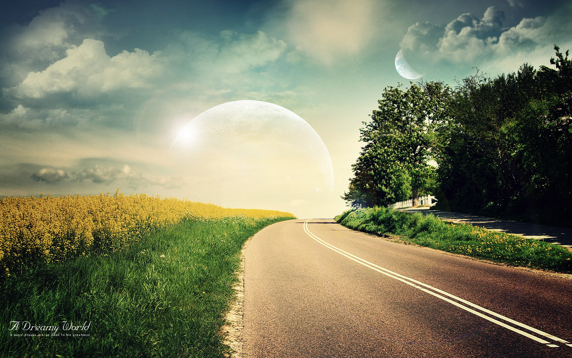 dreamy, world, hd, two, dream, suns, fantasy, 1080P, HD Wallpaper