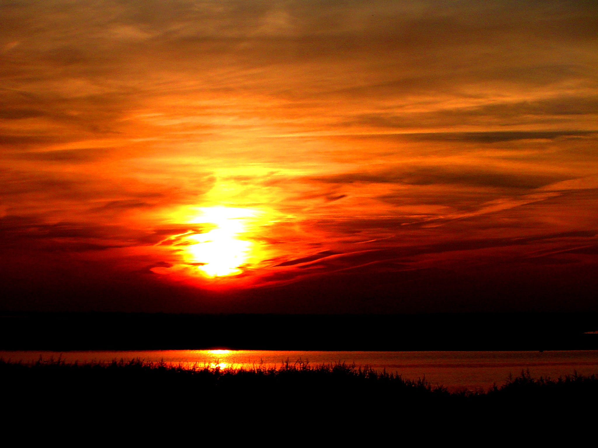 majestic, dusk, summer, nature, tranquil scene, red, abendstimmung, evening sky, evening sun, mood, island, clouds, beauty in nature, north sea, no people, HD Wallpaper
