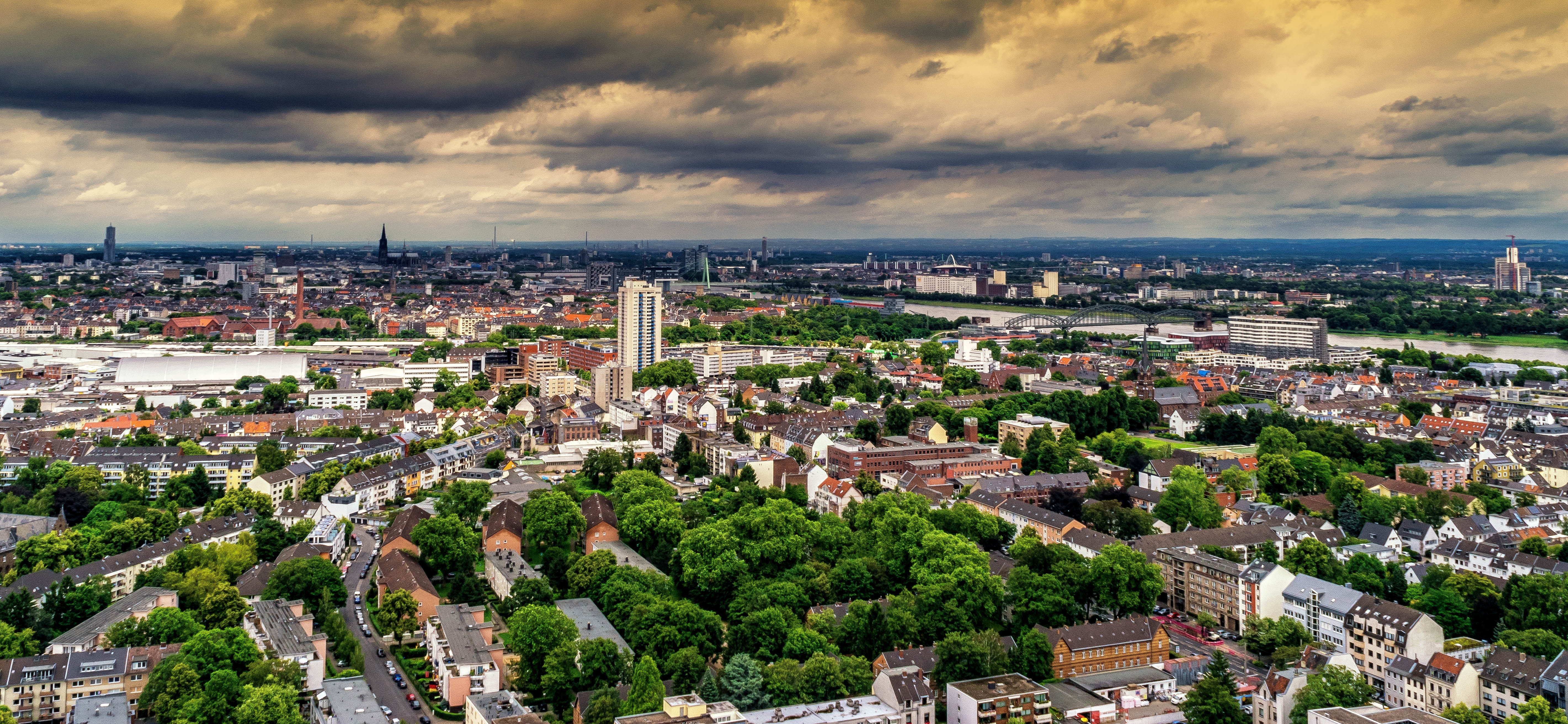 building, built Structure, View, building Exterior, nature, outdoors, Cologne, town center, Panorama, modern, cloud - Sky, tourism, cityscape, residential district, HD Wallpaper