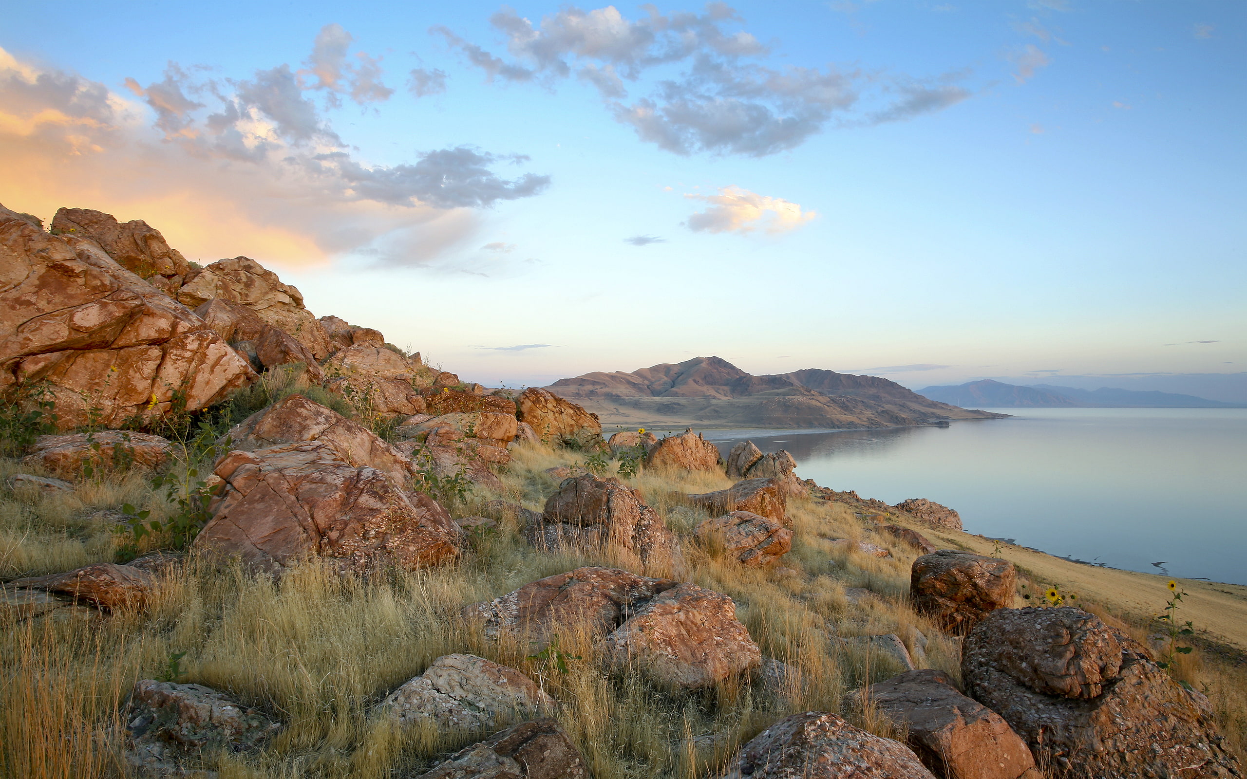 blue, antelopeislandstatepark, park, canon, mountains, sky, rocks, nature, lakes, utah, 2K, water, landscape, canoneos5d, state, seascape, photography, HD Wallpaper