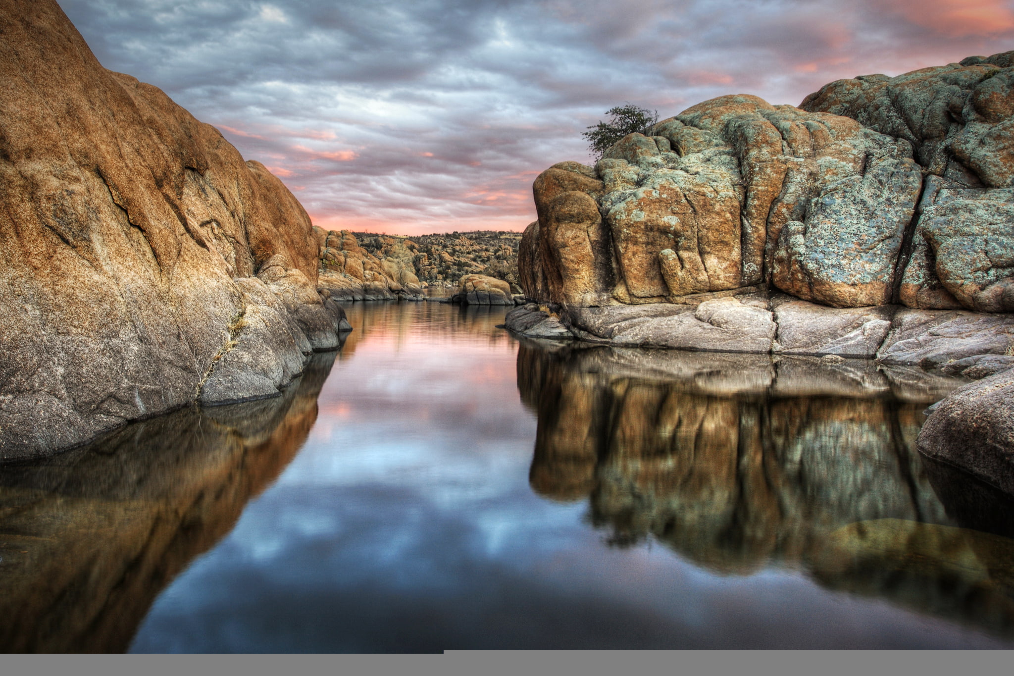 USA, water, AZ, Watson lake, clouds, lake, nature, 1080P, Arizona, reflection, Prescott, rocks, HD Wallpaper