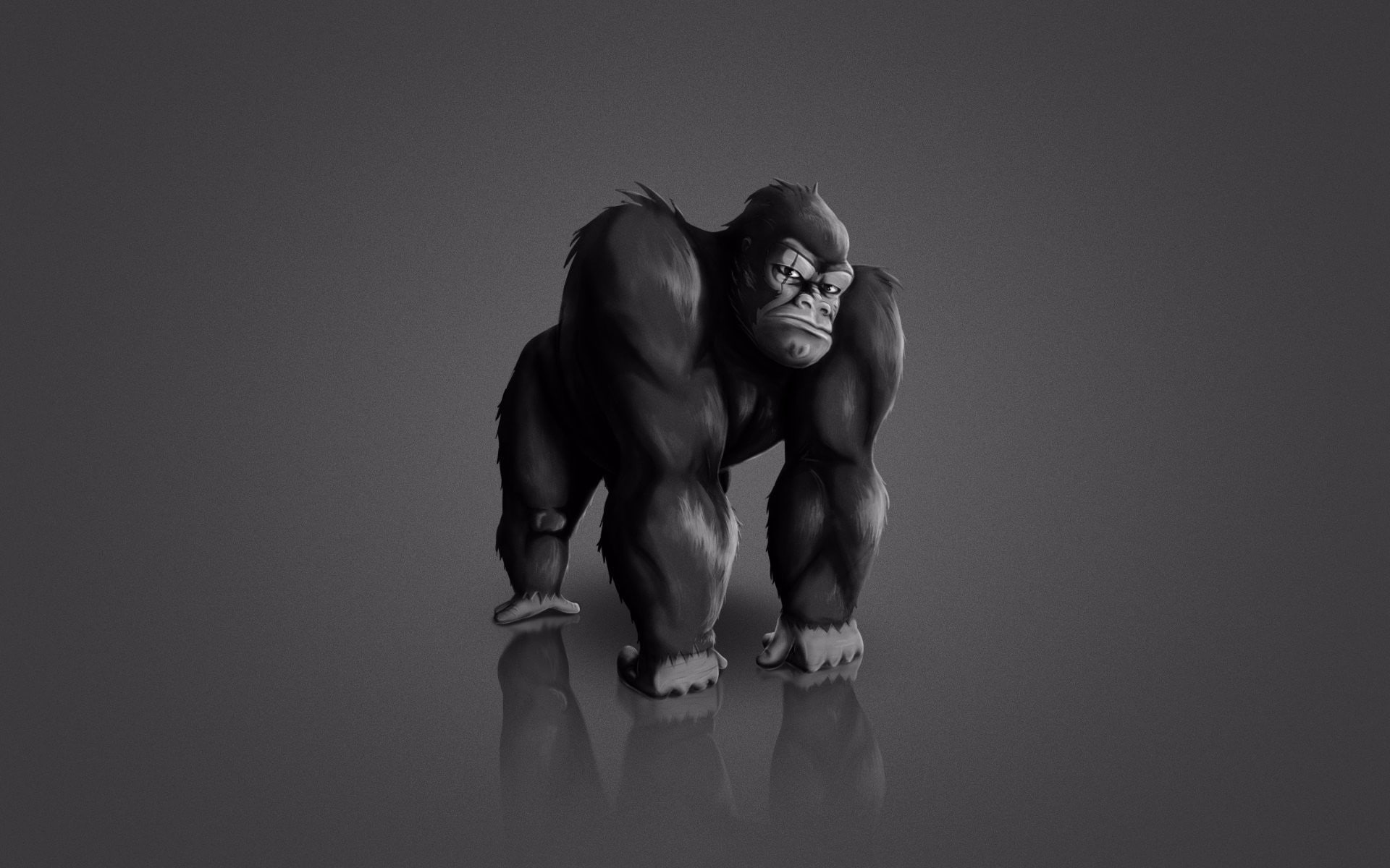 1080P, minimalism artwork simple background gorillas reflection harambe, HD Wallpaper
