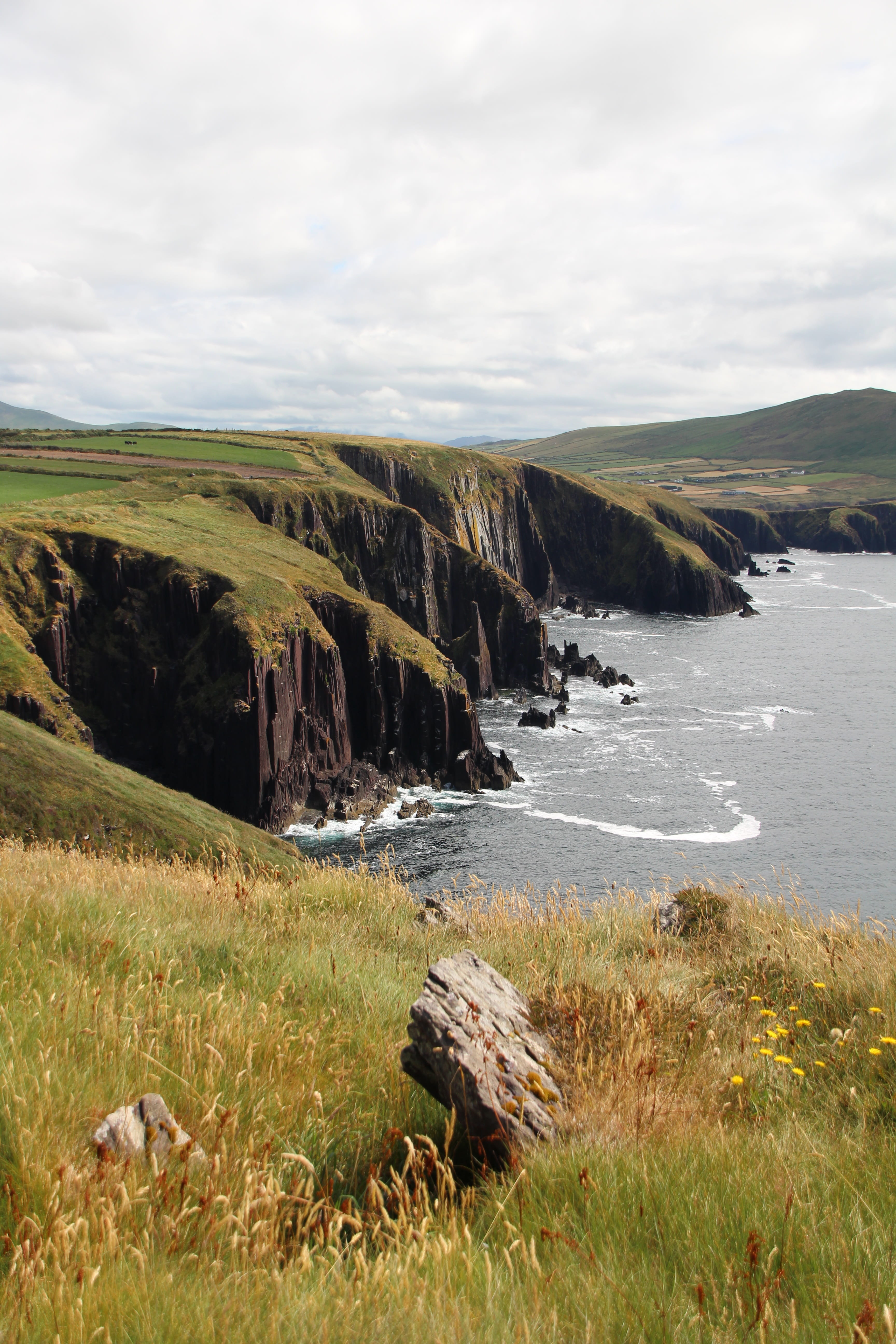 5K, cloud - sky, beach, beauty in nature, outdoors, land, dingle, nature, grass, cliffs, landscape, atlantic, ocean, sea, travel, scenic, environment, Phone HD Wallpaper