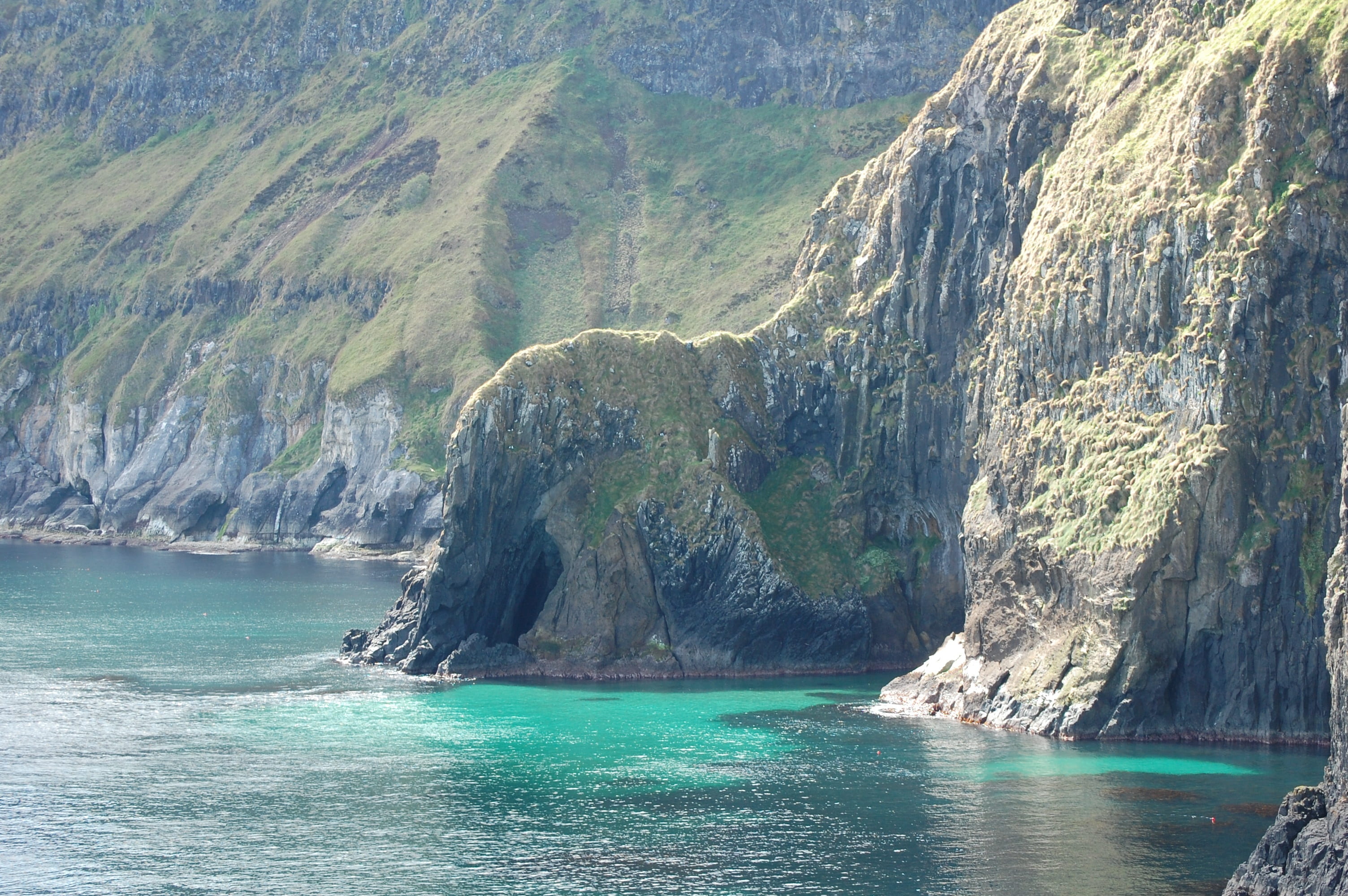 bay, no people, scenic, land, antrim coast, waterfront, sunny, sea, coast, nature, turquoise colored, tranquil scene, coastline, outdoors, scenics - nature, HD Wallpaper