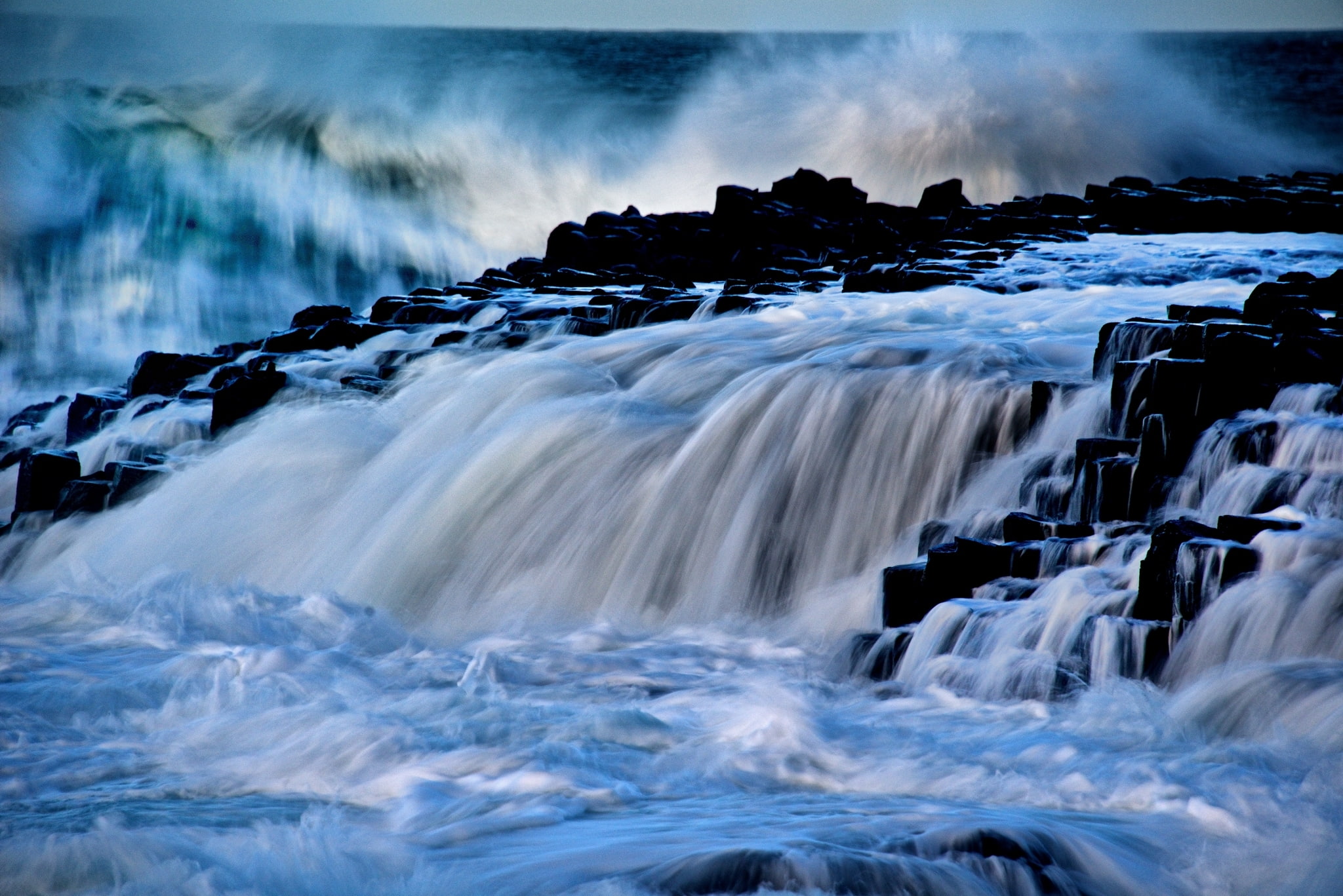 cascade, 1080P, Northern Ireland, Giants Causeway, wave, Antrim, element, HD Wallpaper