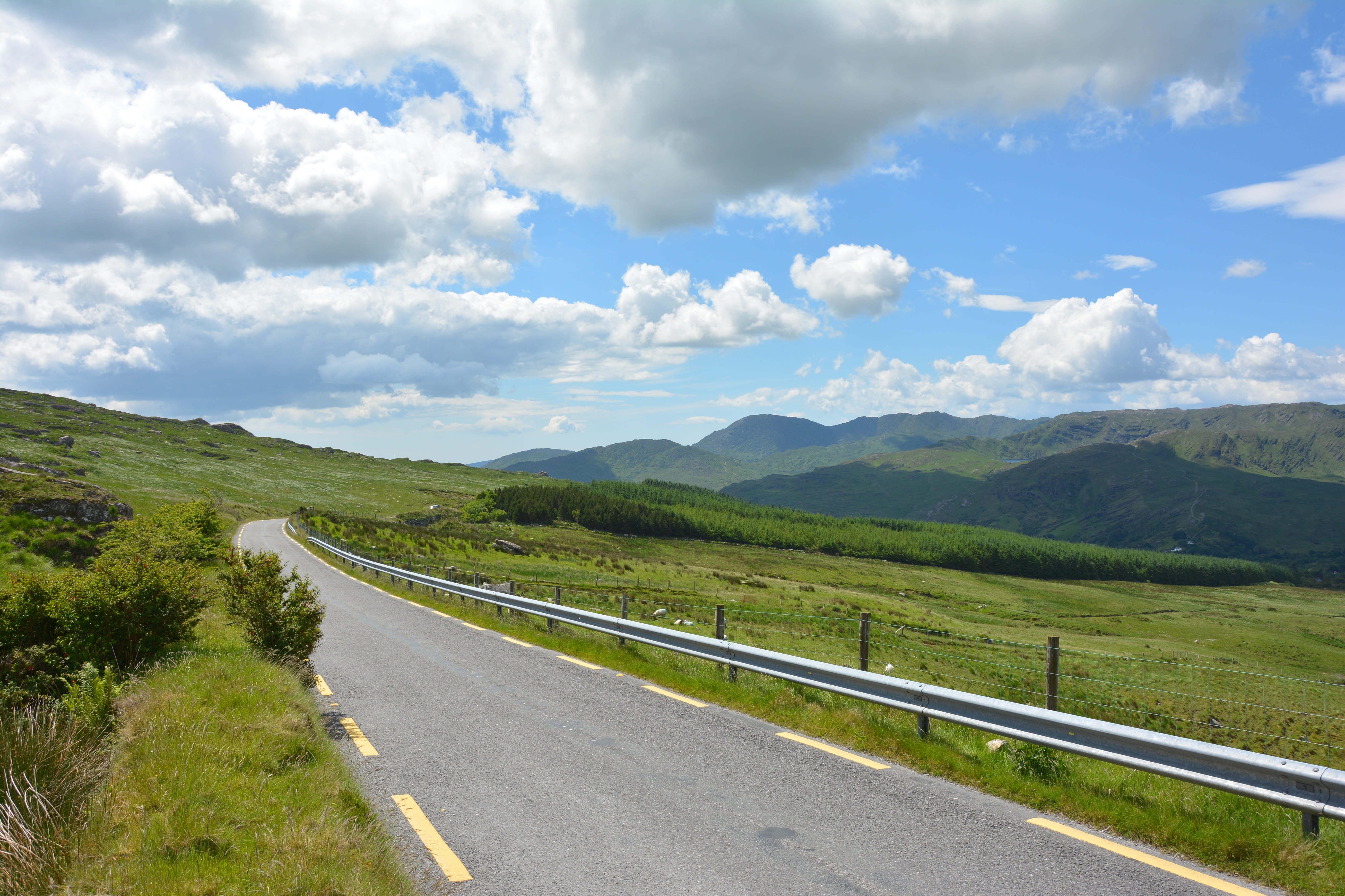 green Color, road, tranquility, Pass Road, mountains, nature, mountain, empty road, outdoors, cloud - Sky, caha pass, sky, symbol, hill, non-Urban Scene, HD Wallpaper