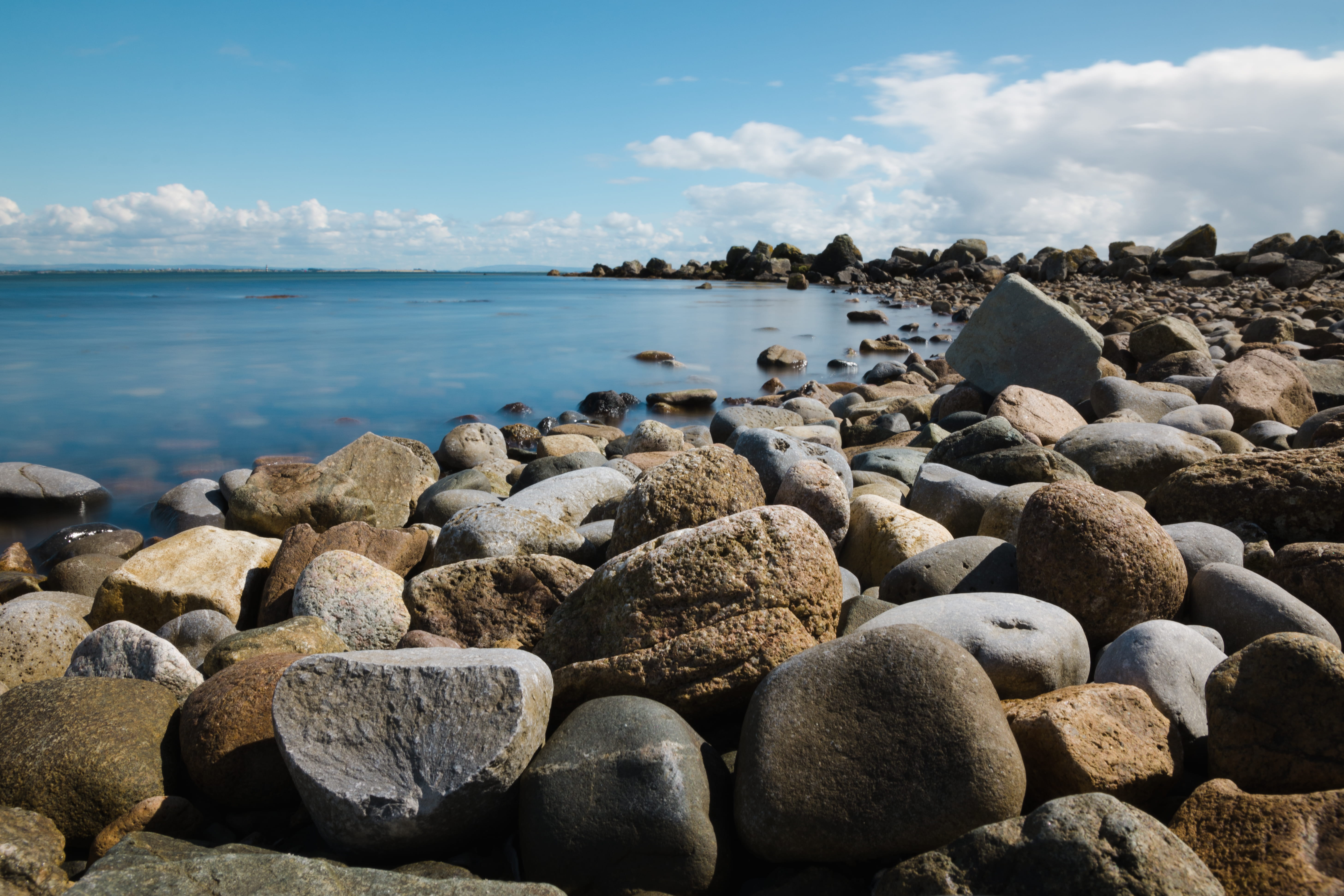 sky, horizon over water, day, horizon, smooth, 5K, ireland, tranquility, rock, rock - object, water, blue, galway, no people, beauty in nature, scenics - nature, HD Wallpaper