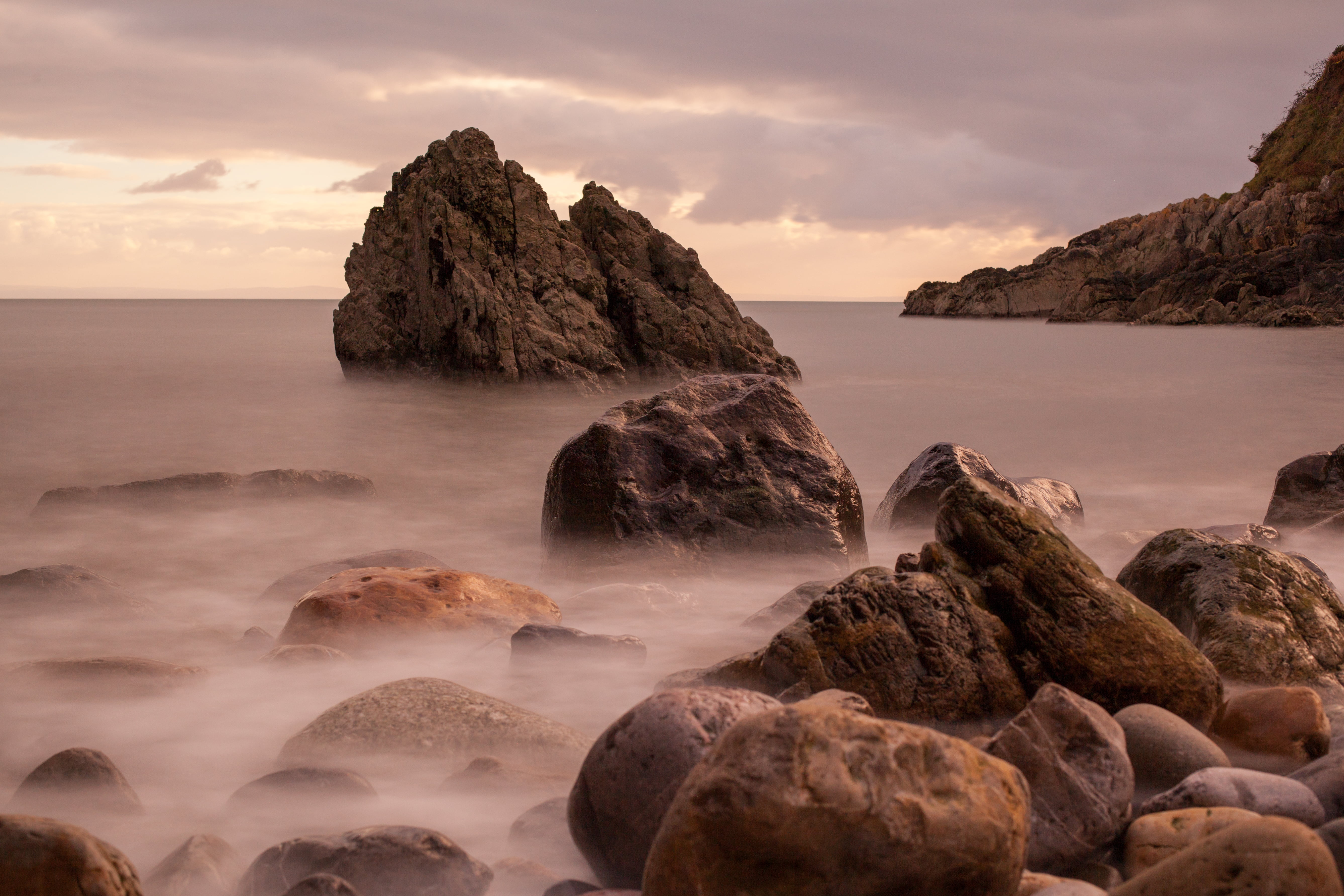 welsh, water, sublime, sea, lot, beauty, shore, rocks, taking, 5K, time  tide, Wales, Gower, nature, uk coastline, wales online, ocean, long exposure photography, HD Wallpaper
