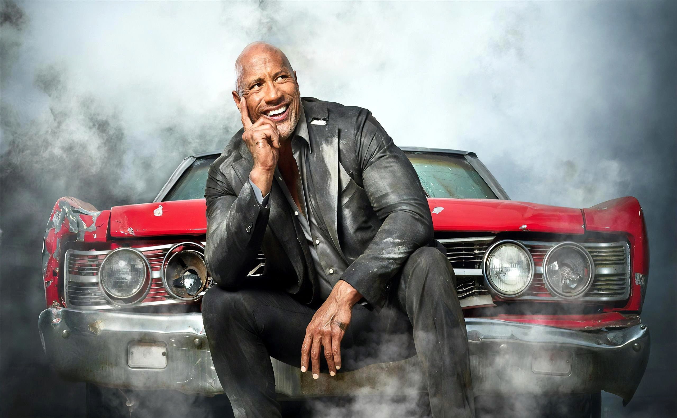 Hobbs, machine, Fast and Furious Presents: Hobbs and Shaw, The fast and the furious: Hobbs and Shows, smile, 2K, dust, HD Wallpaper