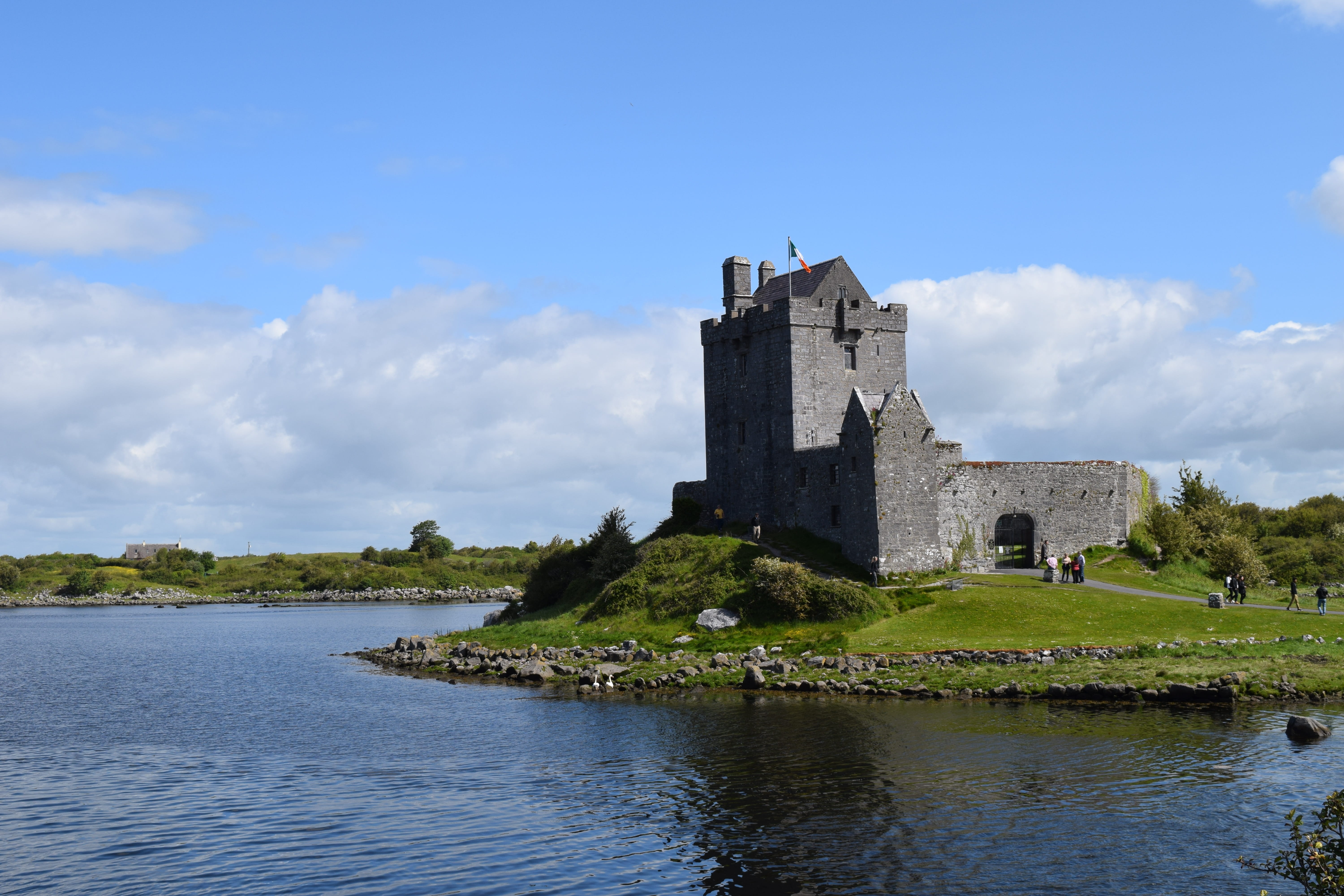 built structure, medieval, no people, body, Castle, plant, stone, 5K, the past, history, outdoors, day, dunguire castle, building exterior, lake, cloud - sky, HD Wallpaper