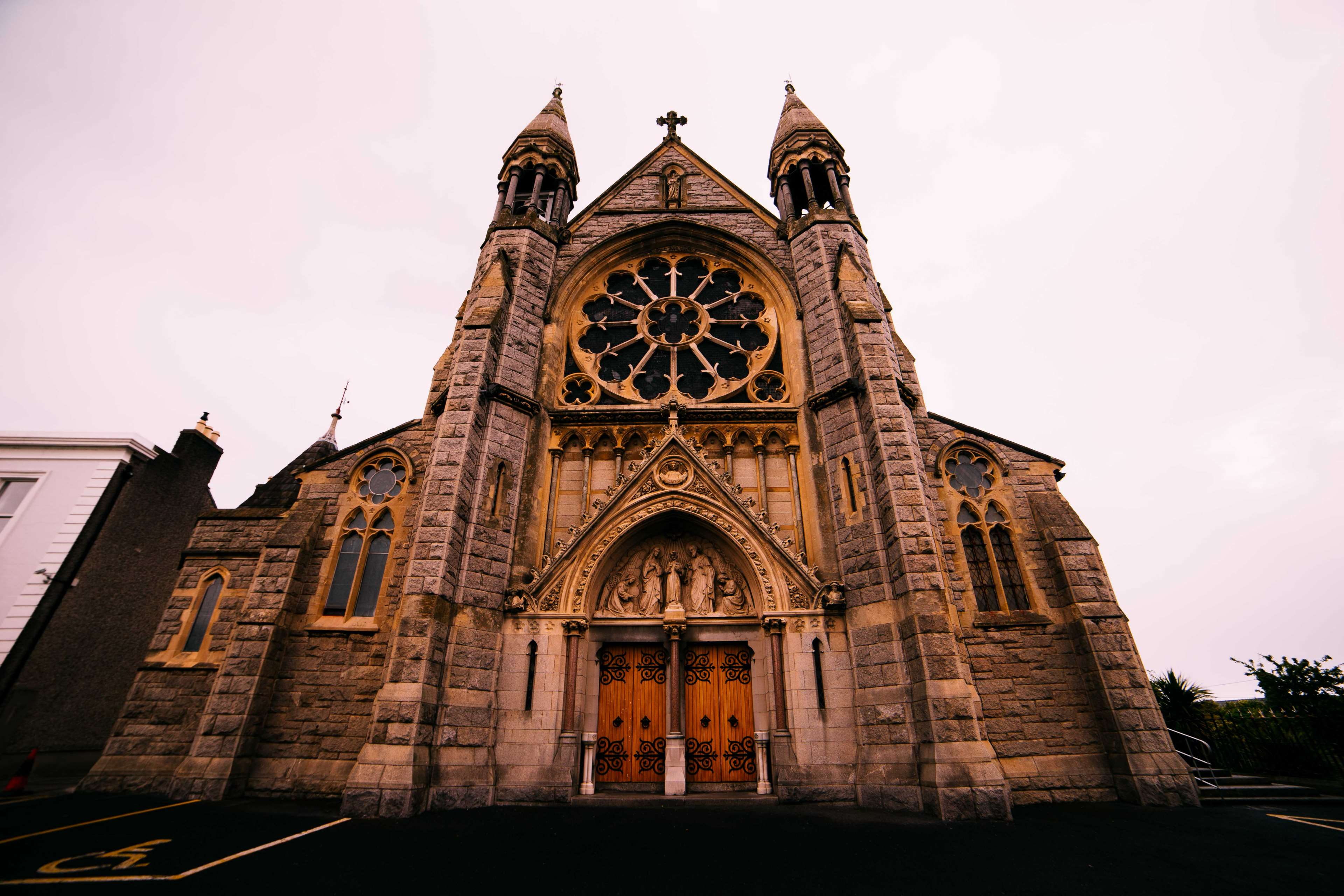 building, ireland, spire, outdoors, no people, church tower, spirituality, 4K, dun laoghaire, travel destinations, built structure, gothic style, church building, HD Wallpaper
