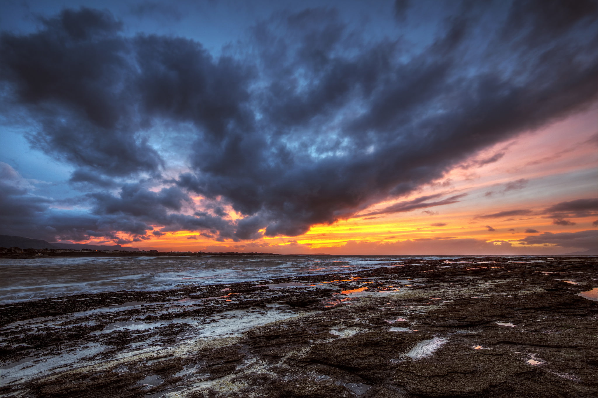 1080P, Ireland, sunset, the evening, beach, County Donegal, HD Wallpaper