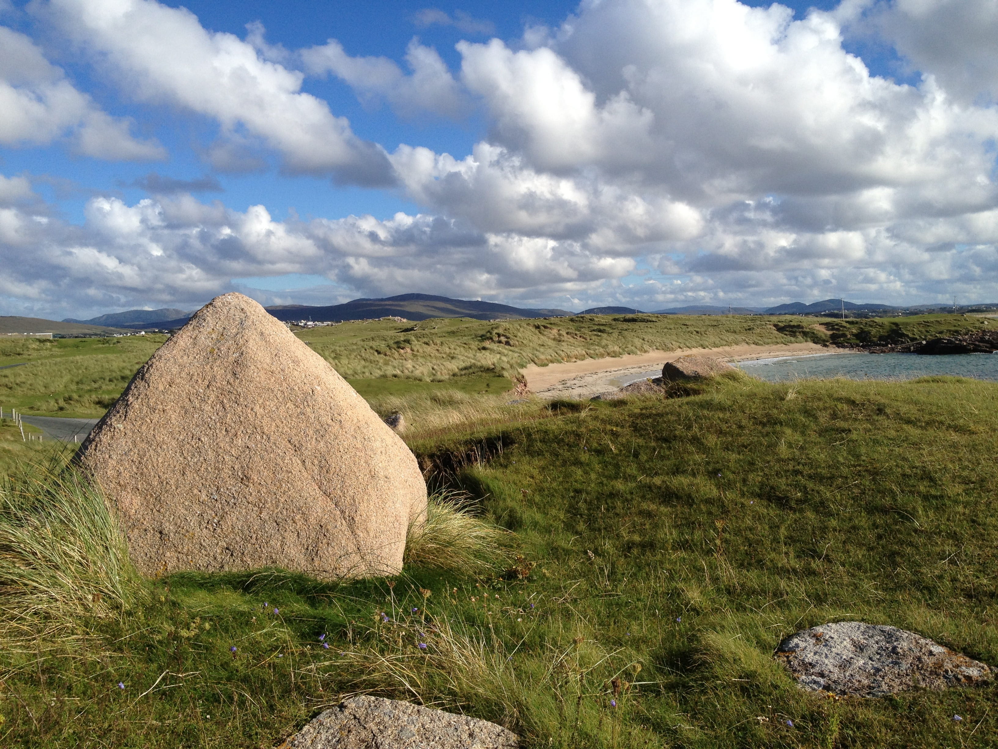 Grasslands, matter, sky, outdoors, donegal, 2K, grass, white, land, solid, scenic, weather, cloudy, time, rocky, beauty in nature, Greenery, plant, tranquil scene, HD Wallpaper