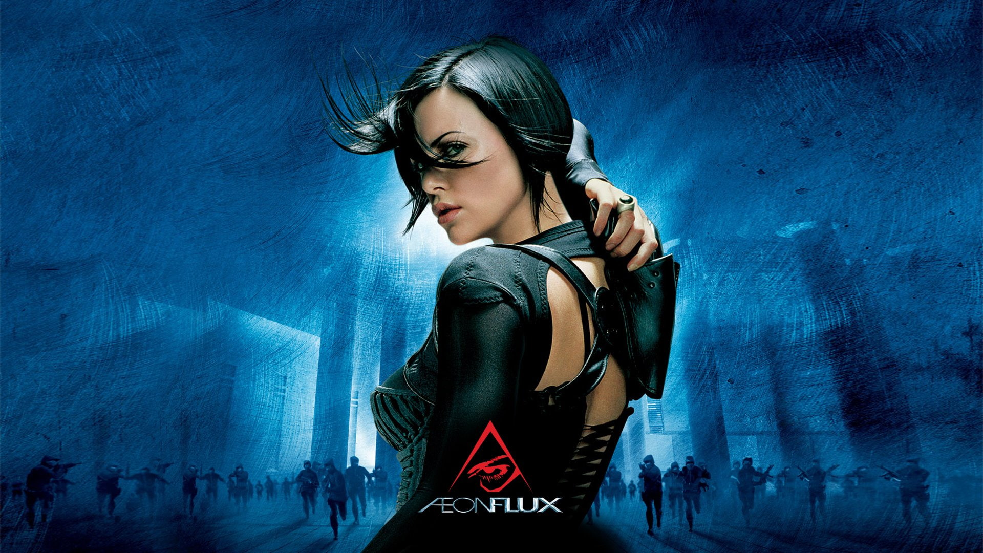 arts culture and entertainment, music, charlize theron aeon flux, young women, adult, casual clothing, blue, standing, night, women, listening, one person, HD Wallpaper
