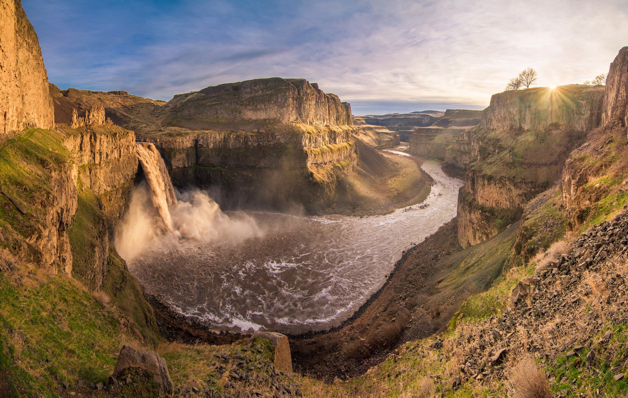 no people, non-urban scene, nature, land, mountain, landscape, scenics - nature, palouse falls, water, travel, tranquil scene, flowing water, idyllic, tranquility, HD Wallpaper