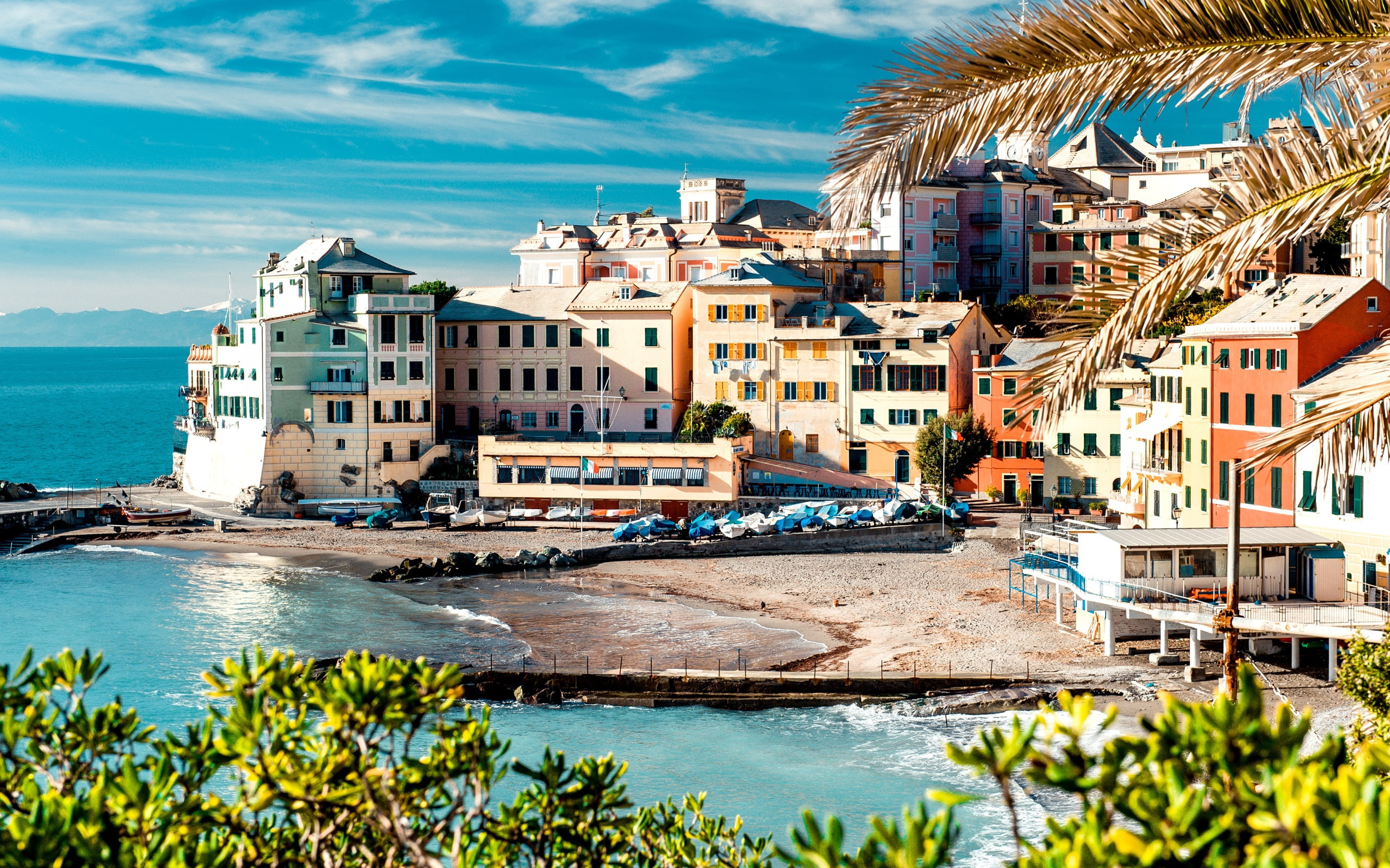 near, Boat, water, buildings, high, Cinque, rise, Houses, assorted, Terre, Italy, Coast, 2K, body, Sea, Dock, Trees, HD Wallpaper