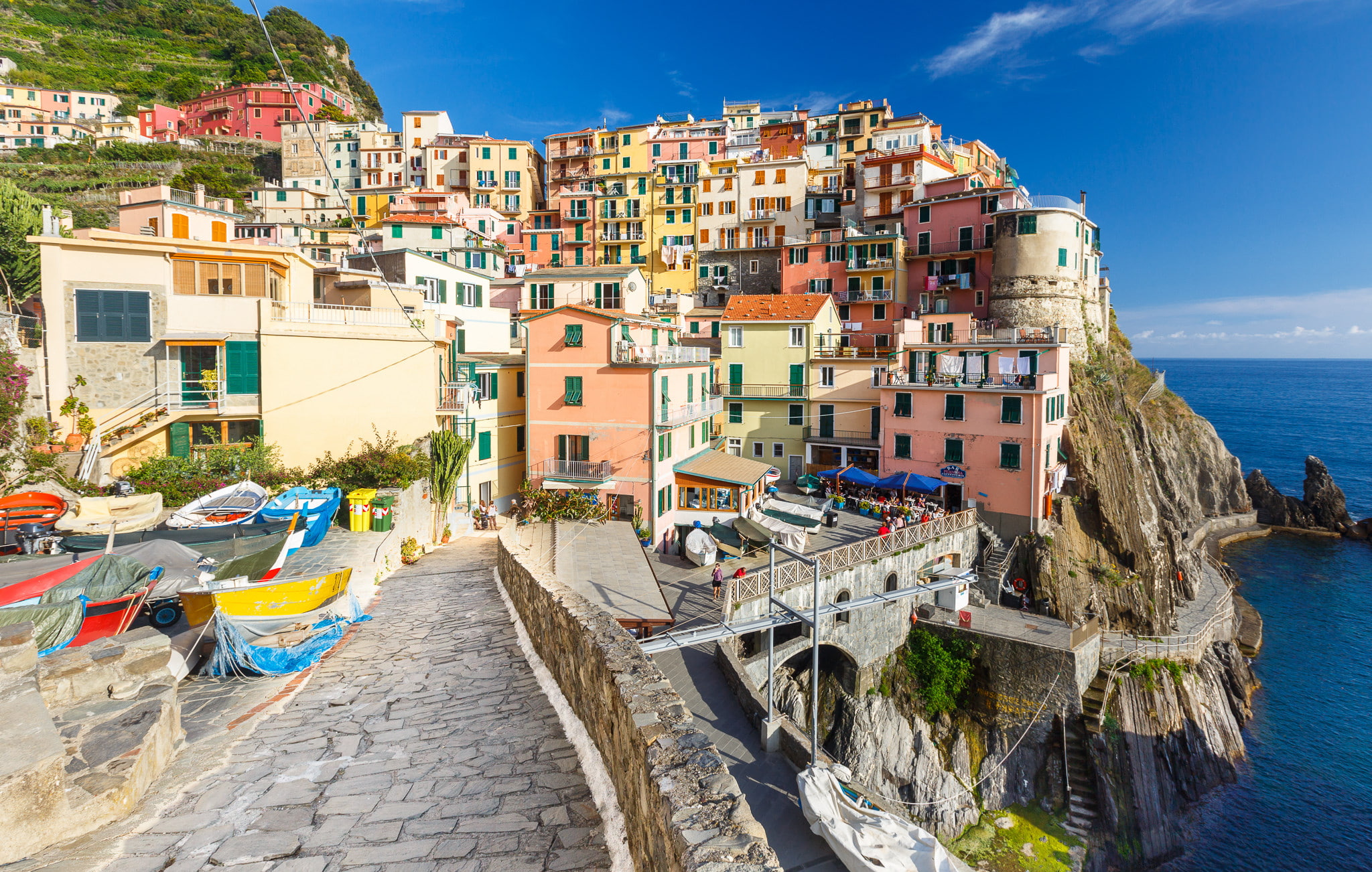 1080P, home, The Ligurian coast, boats, Manarola, rocks, Cinque Terre, Italy, HD Wallpaper