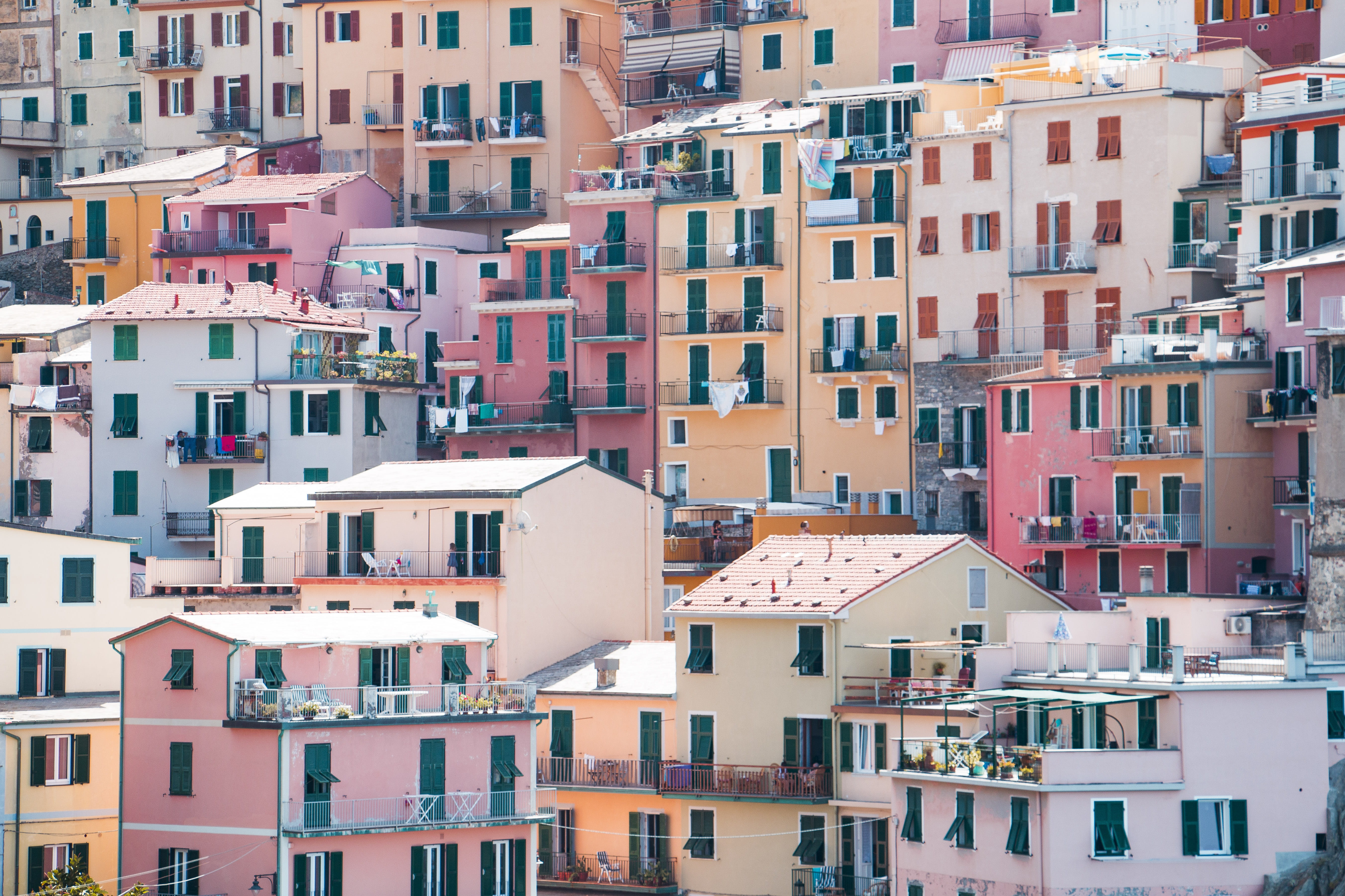 housing, italy, building, manarola, nature, indoors, metropolis, 5K, colors, home decor, house, retro, outdoors, pastel colors, city life, city, pattern, HD Wallpaper