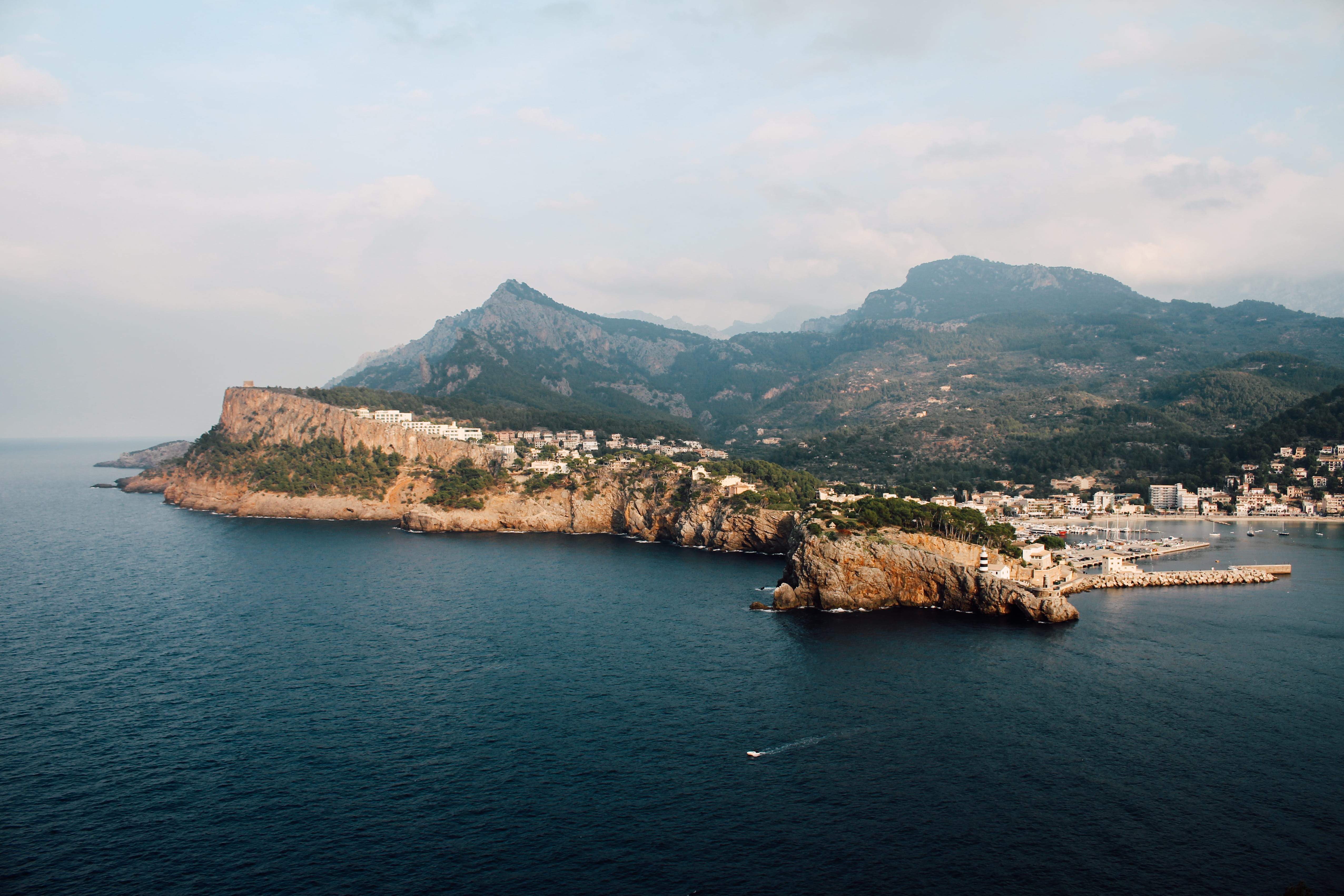 photography, cloud - sky, building exterior, land, mediterranean Countries, waterfront, coastline, beauty in nature, vacations, mediterranean Sea, 4K, HD Wallpaper
