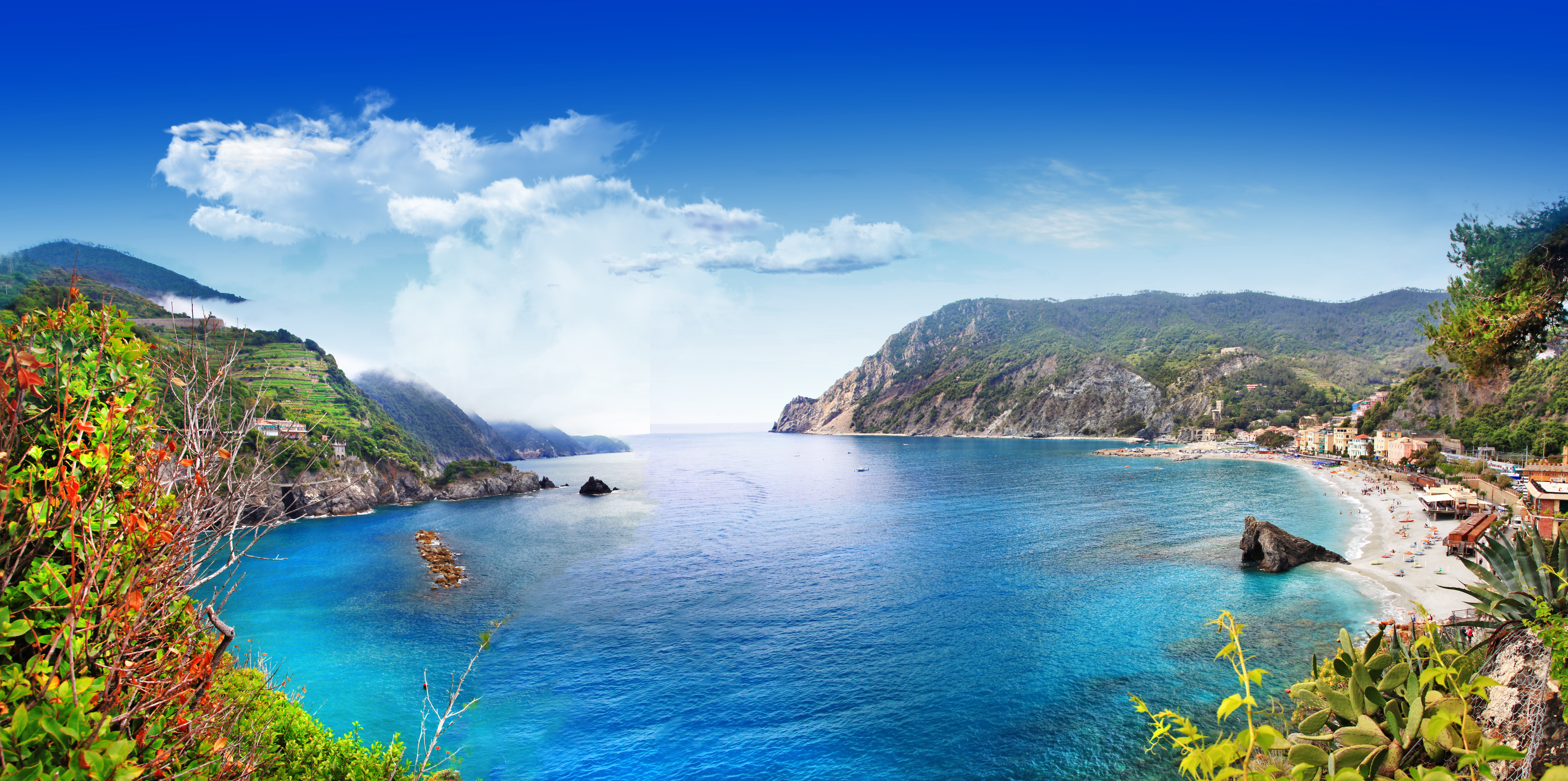 sea, 8K, shore, rocks, Monterosso al Mare, travel, landscape, Liguria, Italy, HD Wallpaper