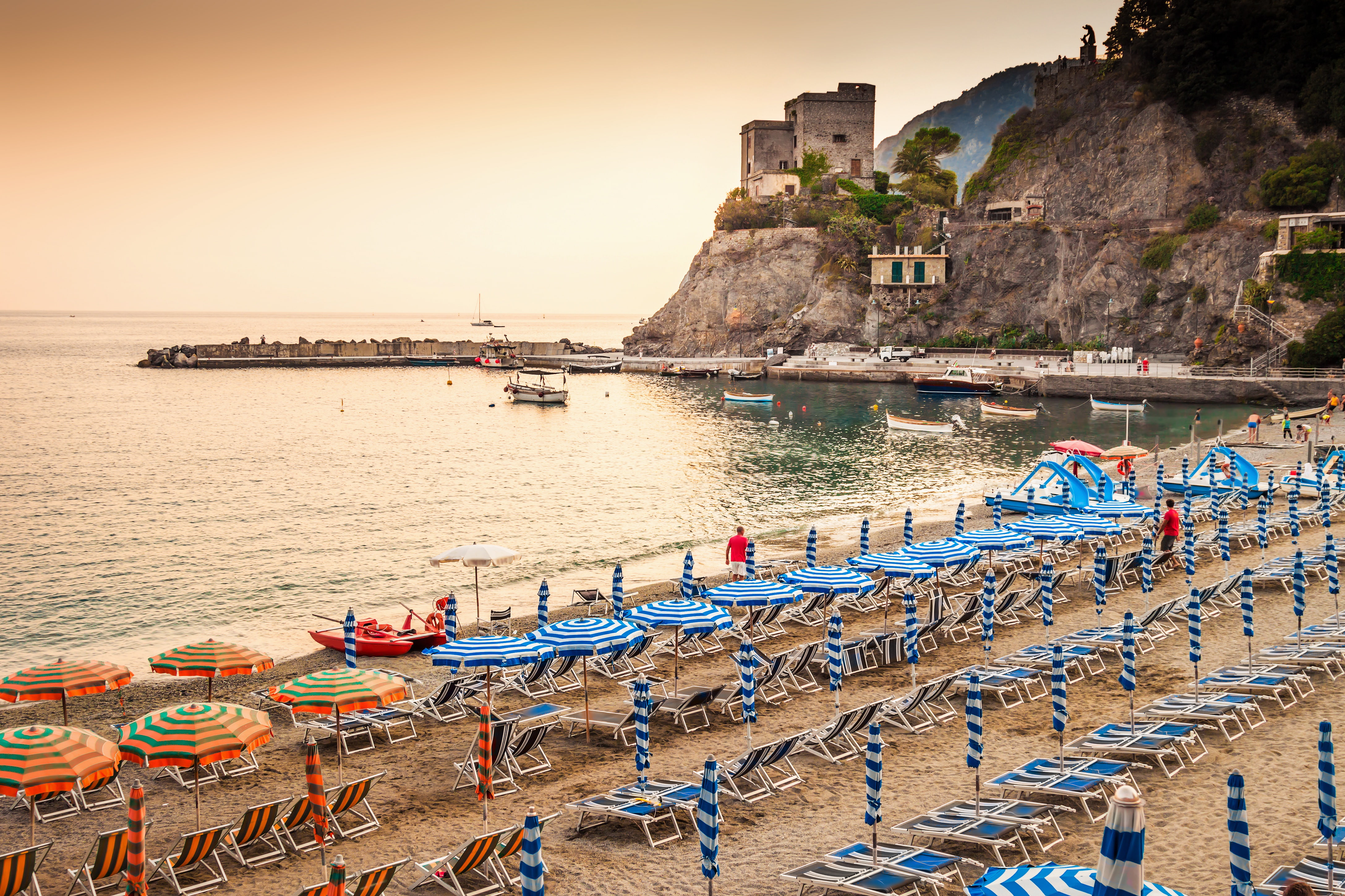4K, Italy, rocks, travel, Monterosso al Mare, Liguria, shore, beach, sea, landscape, HD Wallpaper