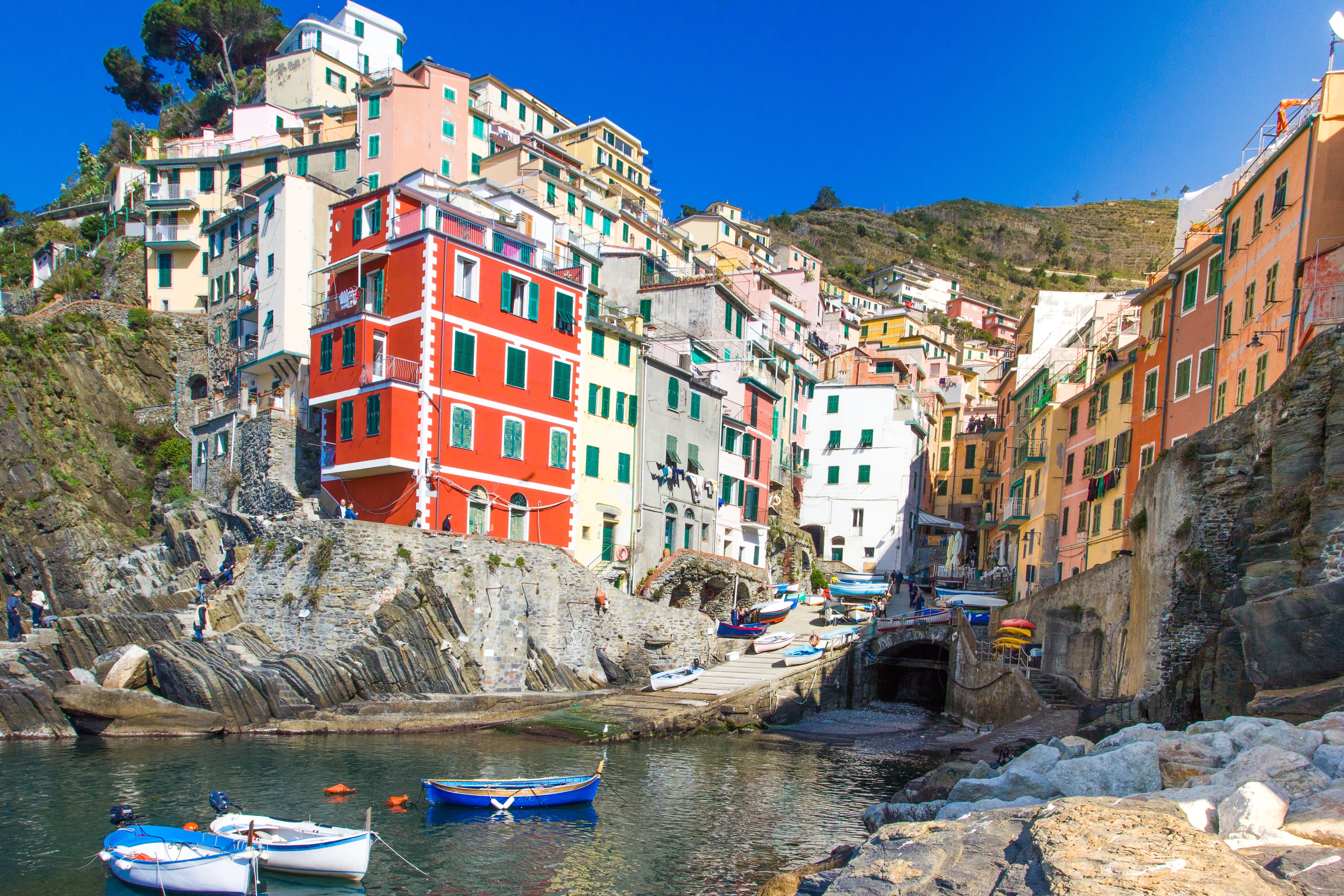 travel, sea, rocks, Italy, shore, landscape, 4K, beach, Liguria, Monterosso al Mare, HD Wallpaper