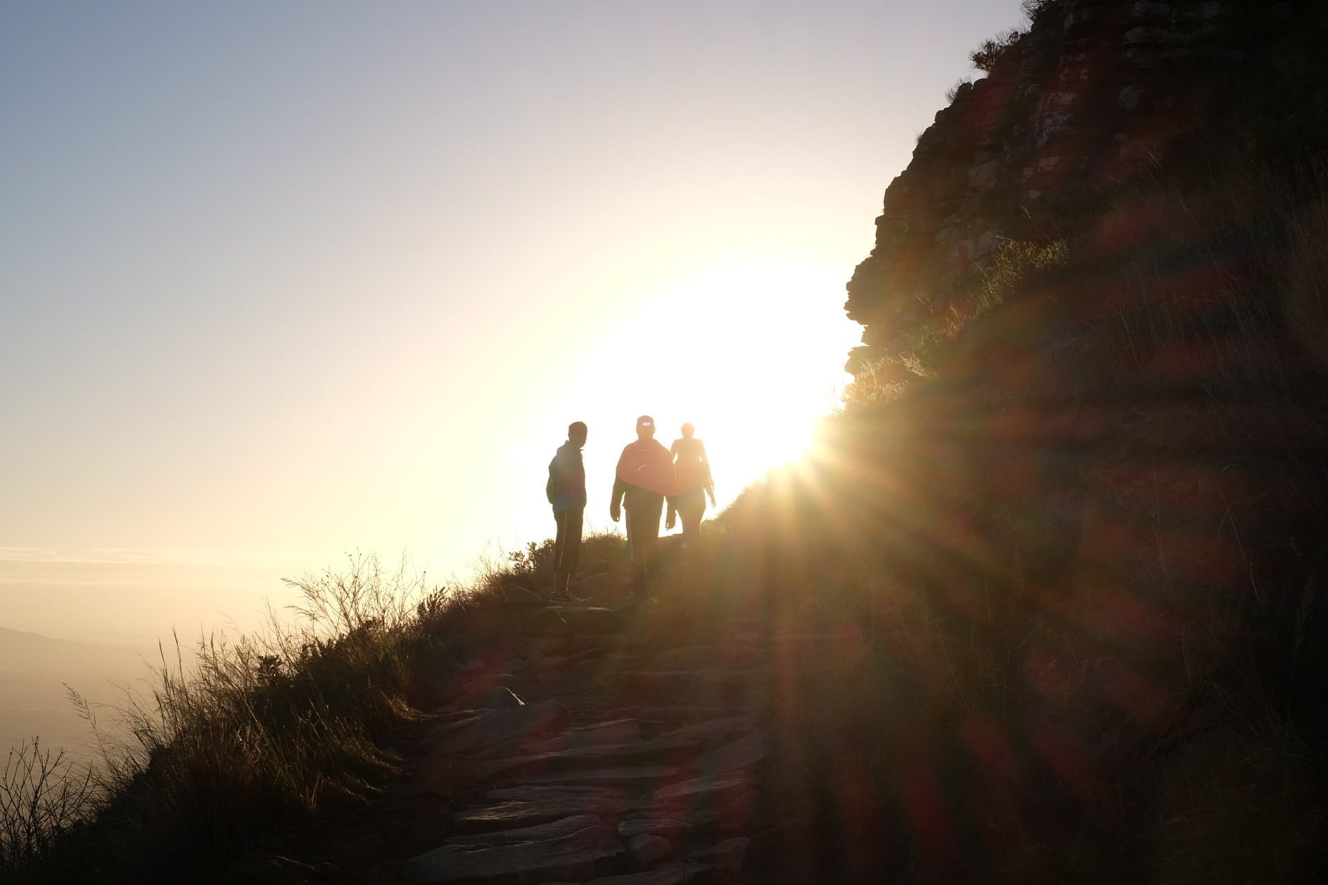 land, sky, couple - Relationship, adult, lens flare, tranquility, back Lit, group of people, hiking, heterosexual Couple, recreational Pursuit, s, 1080P, HD Wallpaper