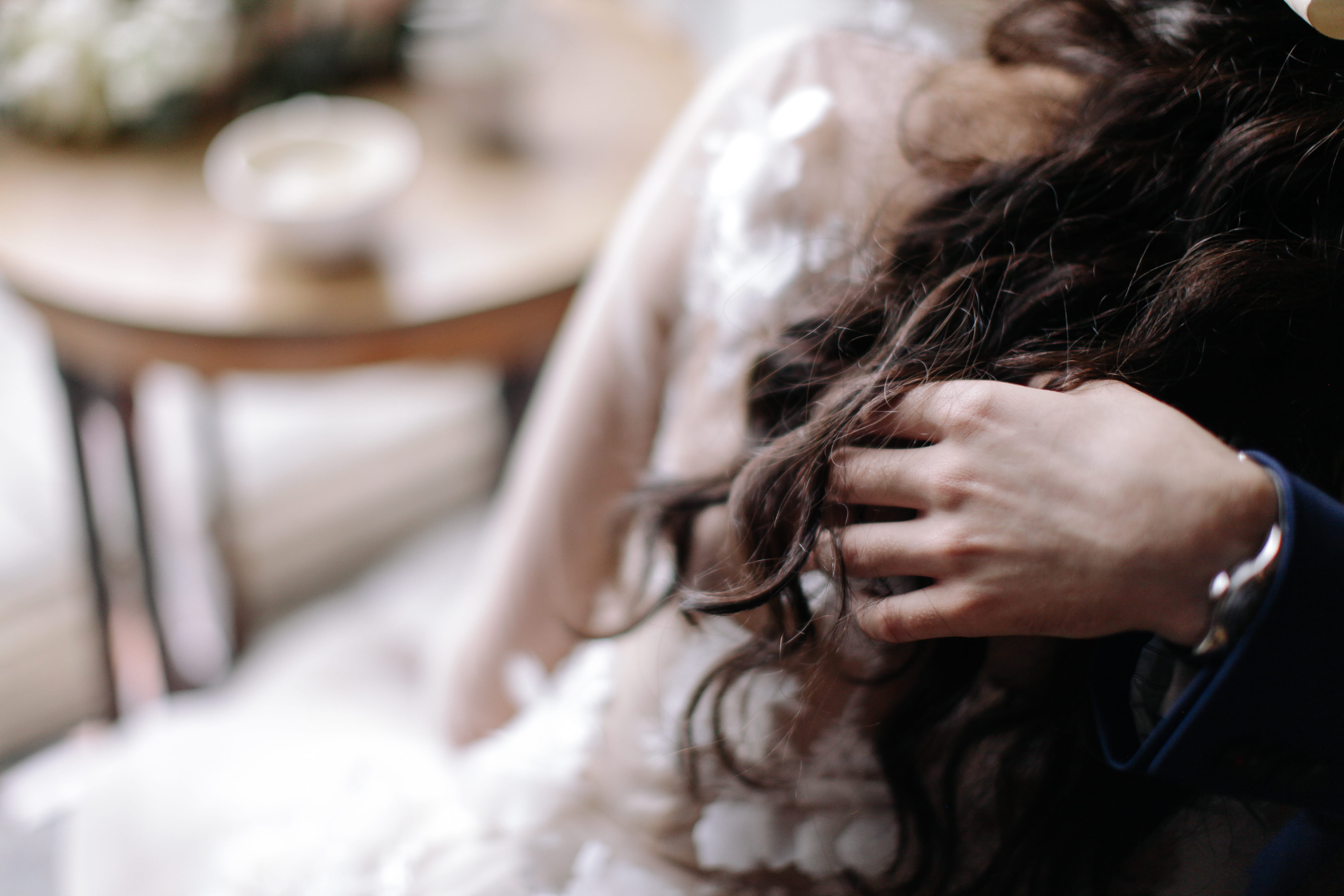 furniture, blur, emotion, focus, wedding, woman, human body part, sit, photography, one person, beautiful woman, women, close-up, beauty, romantic, shallow, HD Wallpaper