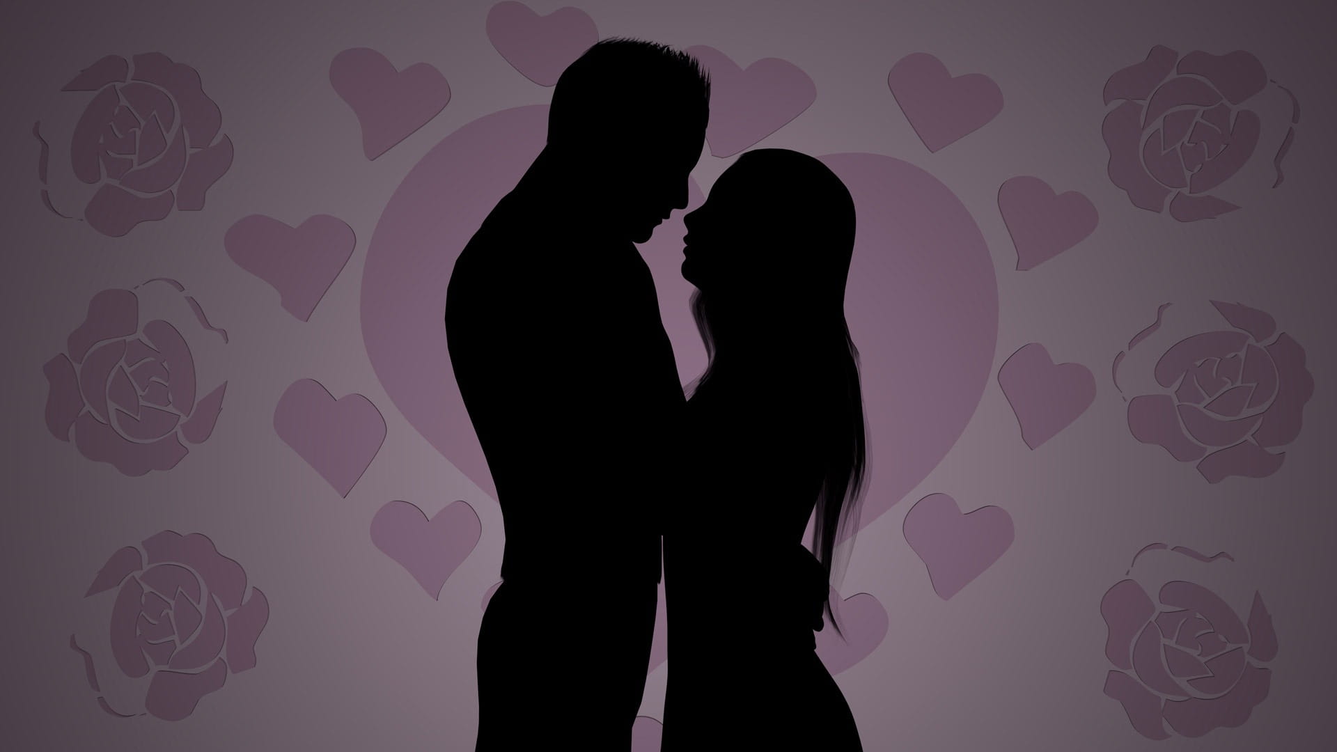 studio shot, waist up, emotion, kiss, husband, young adult, real people, wife, 1080P, silhouette, togetherness, partner, marriage, adult, two people, heart shape, HD Wallpaper