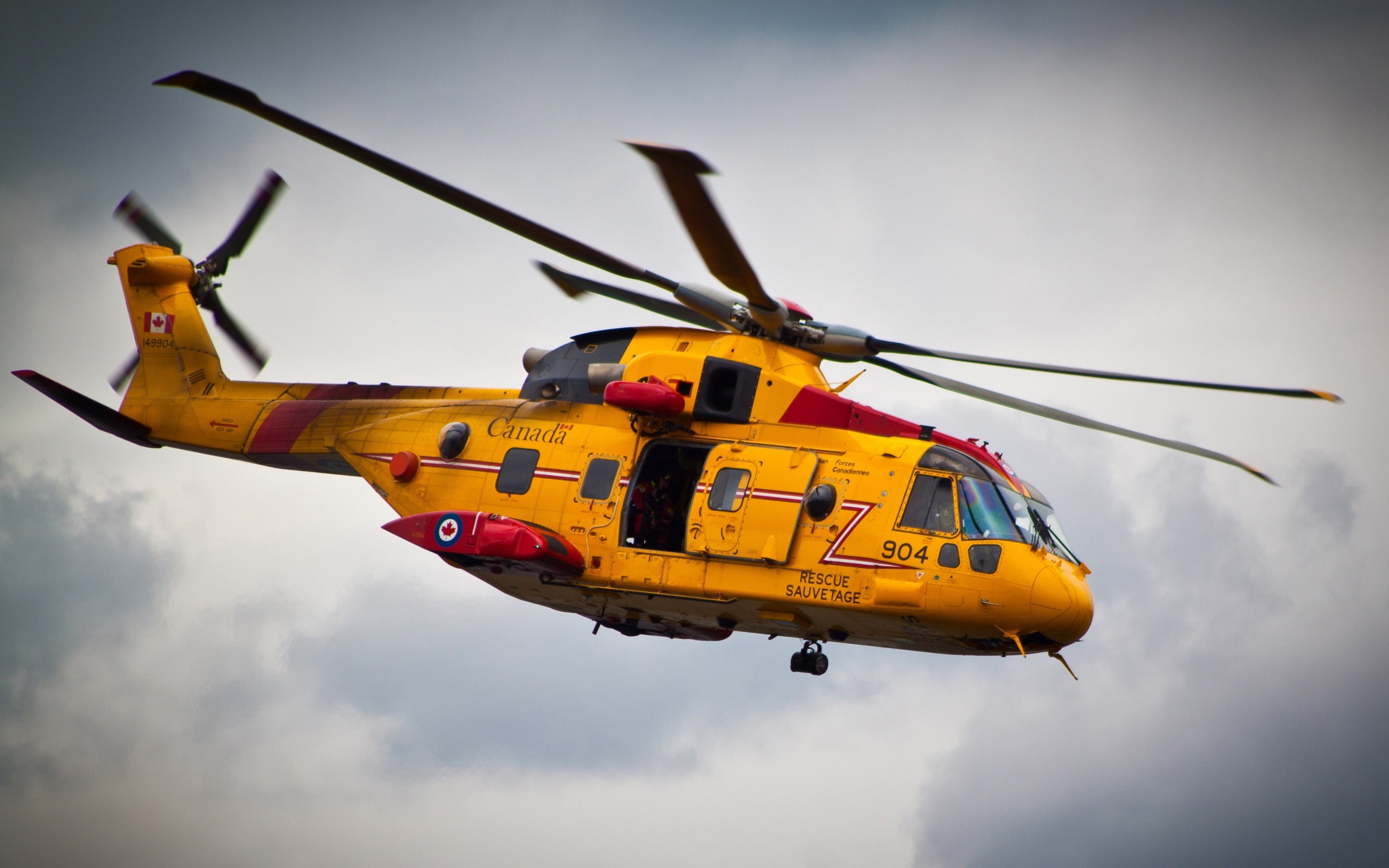 Yellow, Helicopter, Flight, Rescue, Canada, 2K, HD Wallpaper