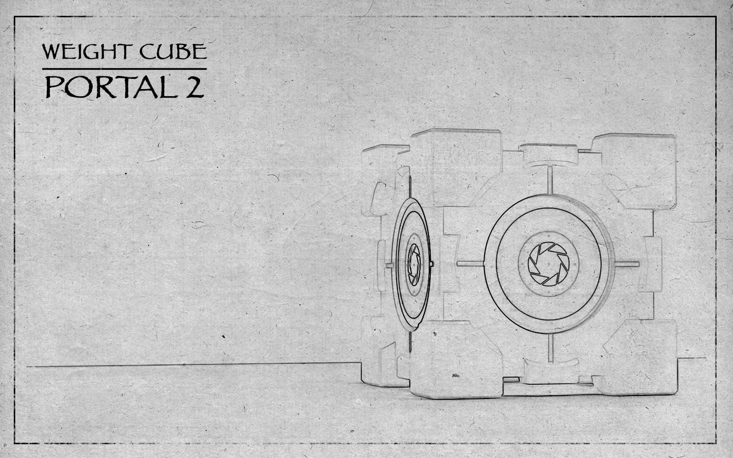 portal, weight, 720P, hd, drawing, cube, video games, HD Wallpaper
