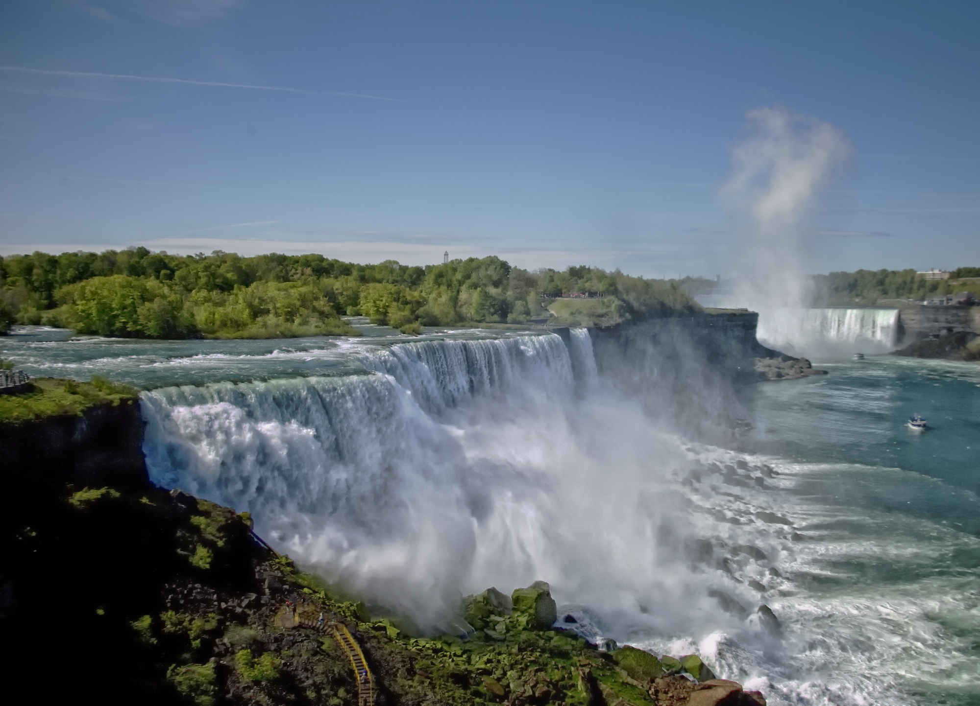 waterfall, trees, famous Place, scenic, nature, destinations, falls, landscape, splashing, plant, famous, scenics - nature, iguacu Falls, hdr, sea, no people, HD Wallpaper