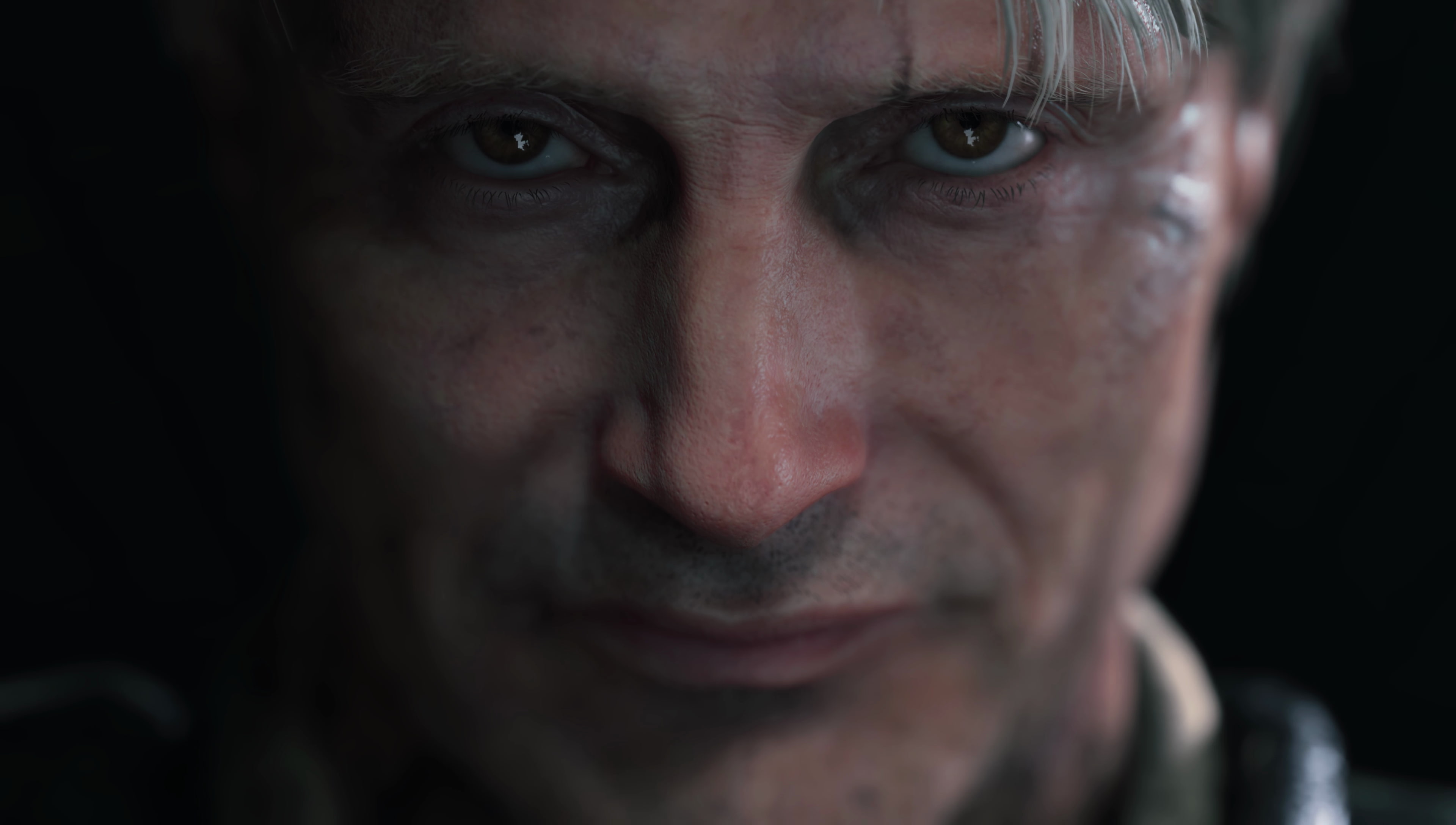 human face, adult, indoors, studio shot, front view, one person, death stranding, looking at camera, Games, mads mikkelsen, close-up, mature adult, portrait, HD Wallpaper