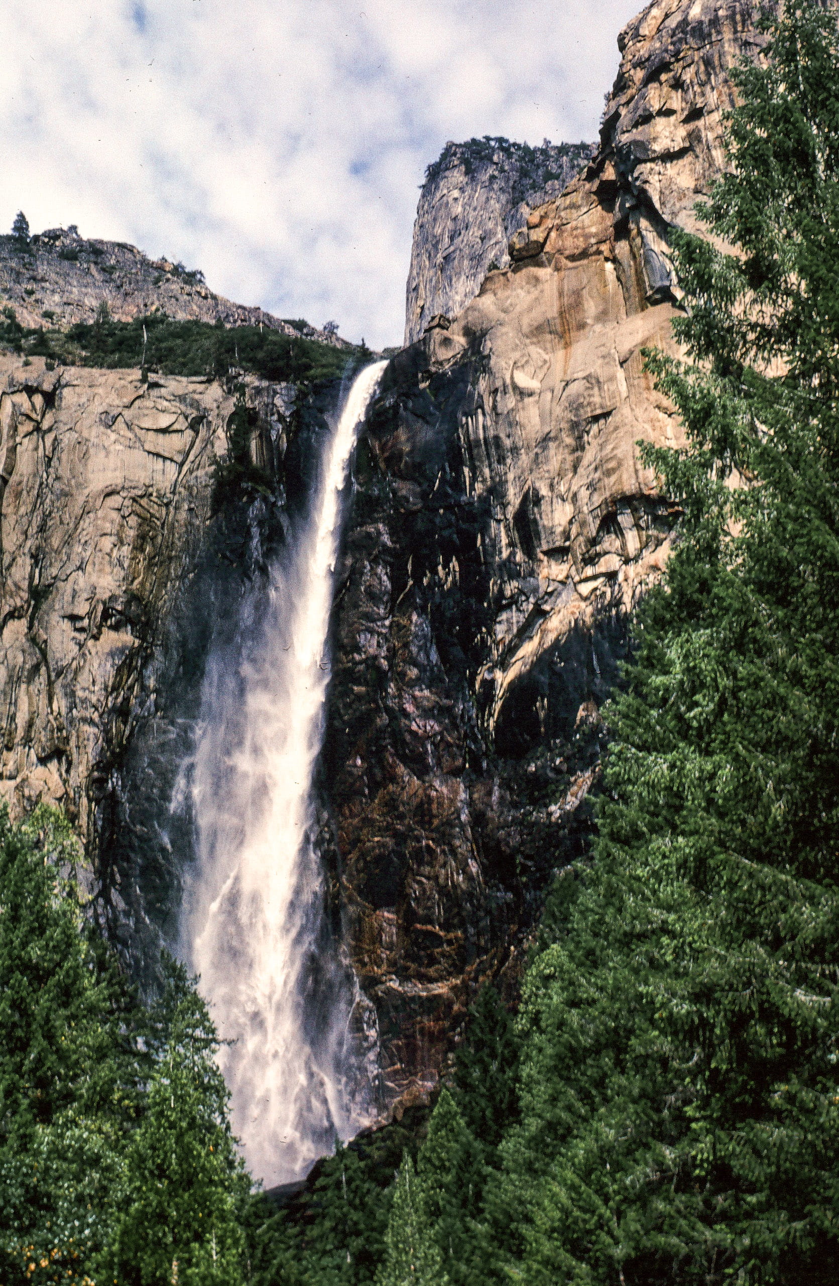 solid, blurred motion, yosemite, low angle view, no people, granite, valley, landmark, falls, yosemite national park, california, falling water, day, plant, Phone HD Wallpaper