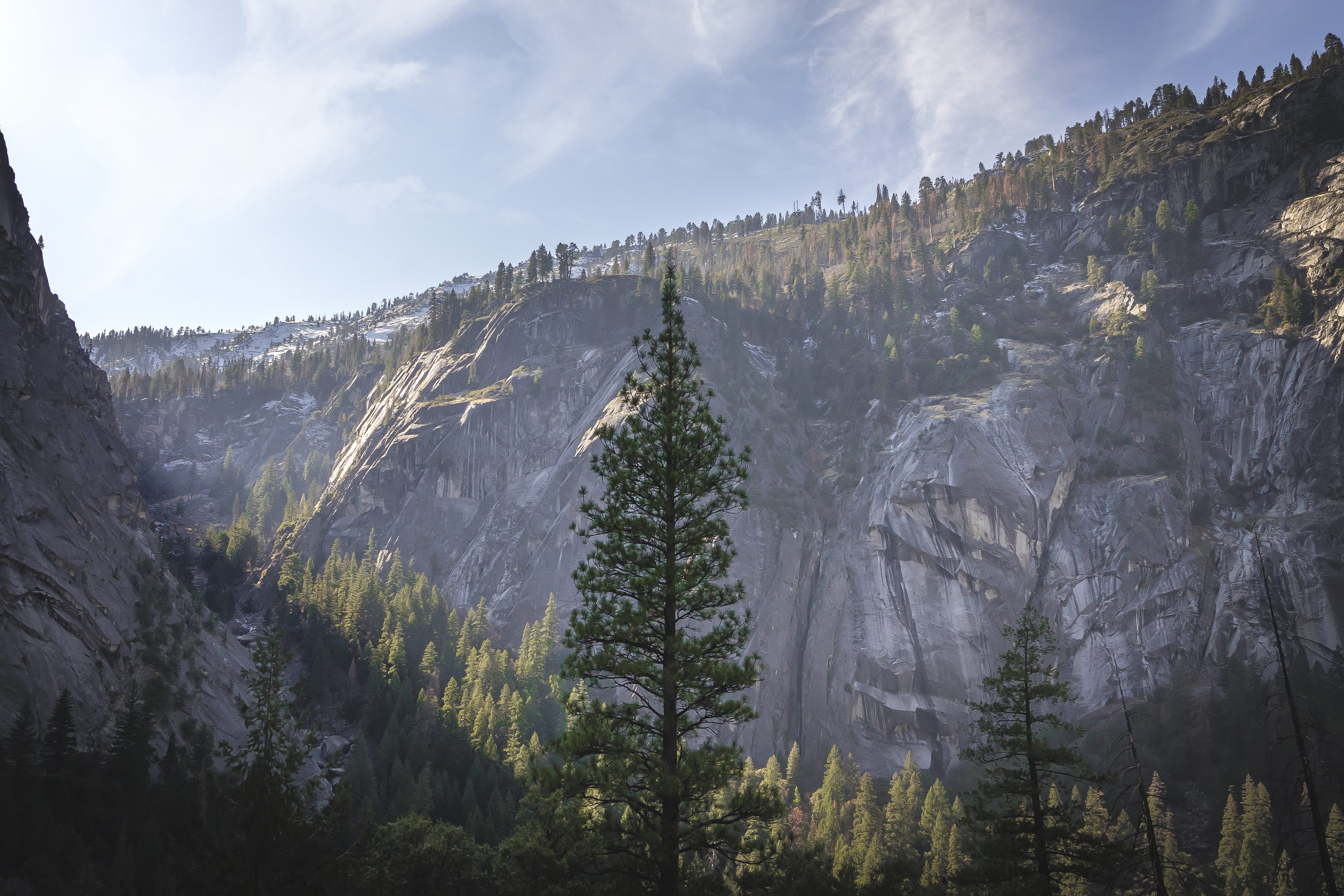 day, no people, land, range, coniferous tree, plant, mountain range, vernal falls, outdoors, mountain, mountains, landscape, environment, united states, HD Wallpaper