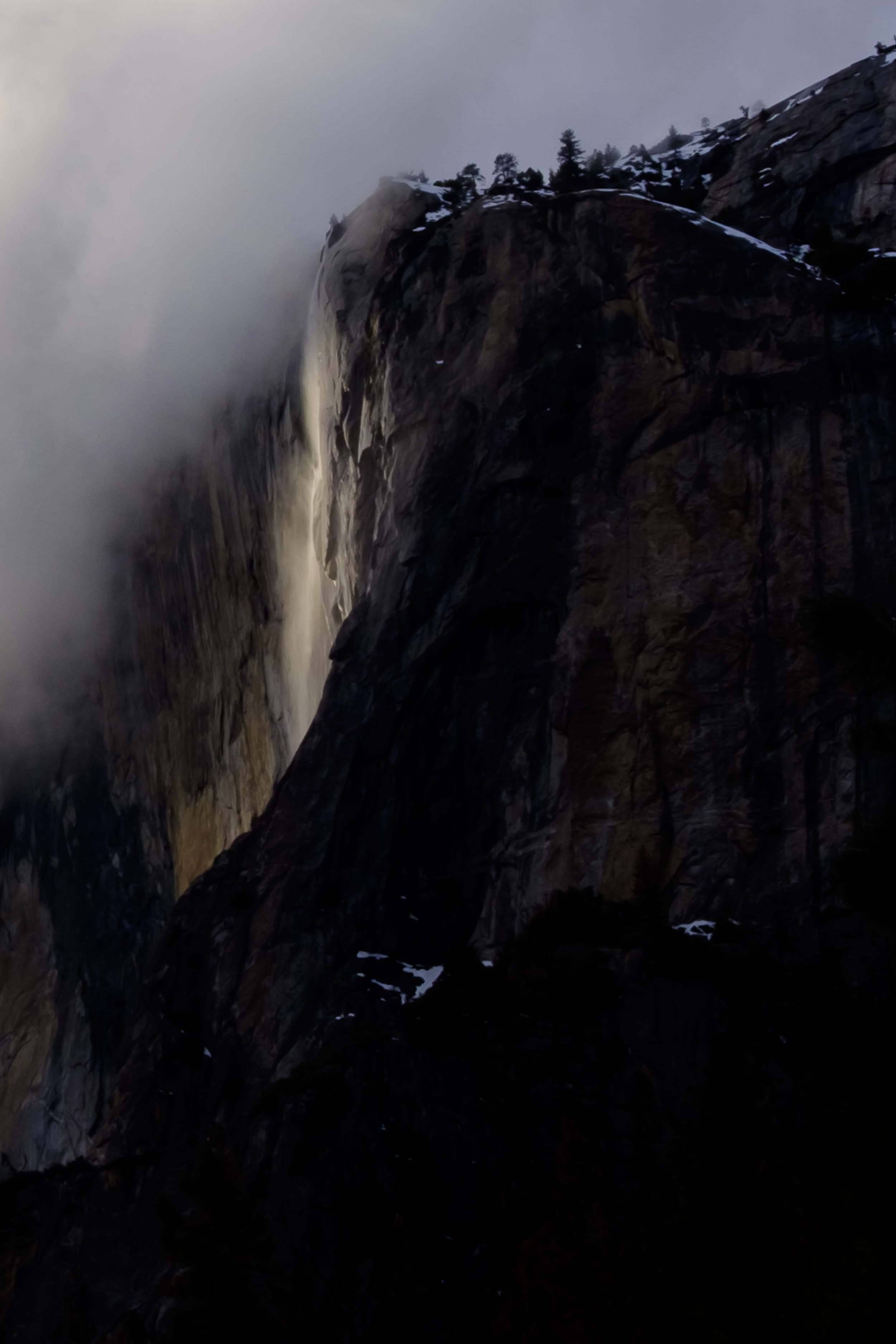 power in nature, scenics - nature, remote, land, rock formation, no people, formation, rock, nature, water, yosemite valley, motion, united states, firefall, Phone HD Wallpaper