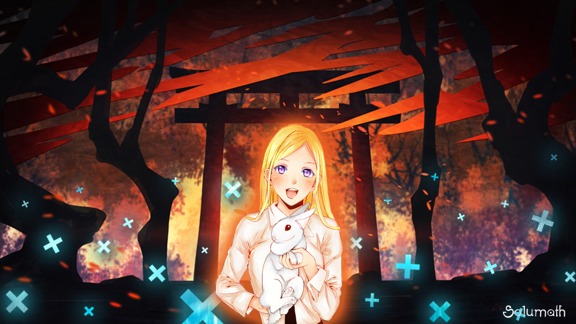 Blonde, Anime, 1080P, Noragami, Bishamonten (Noragami), Rabbit, HD Wallpaper