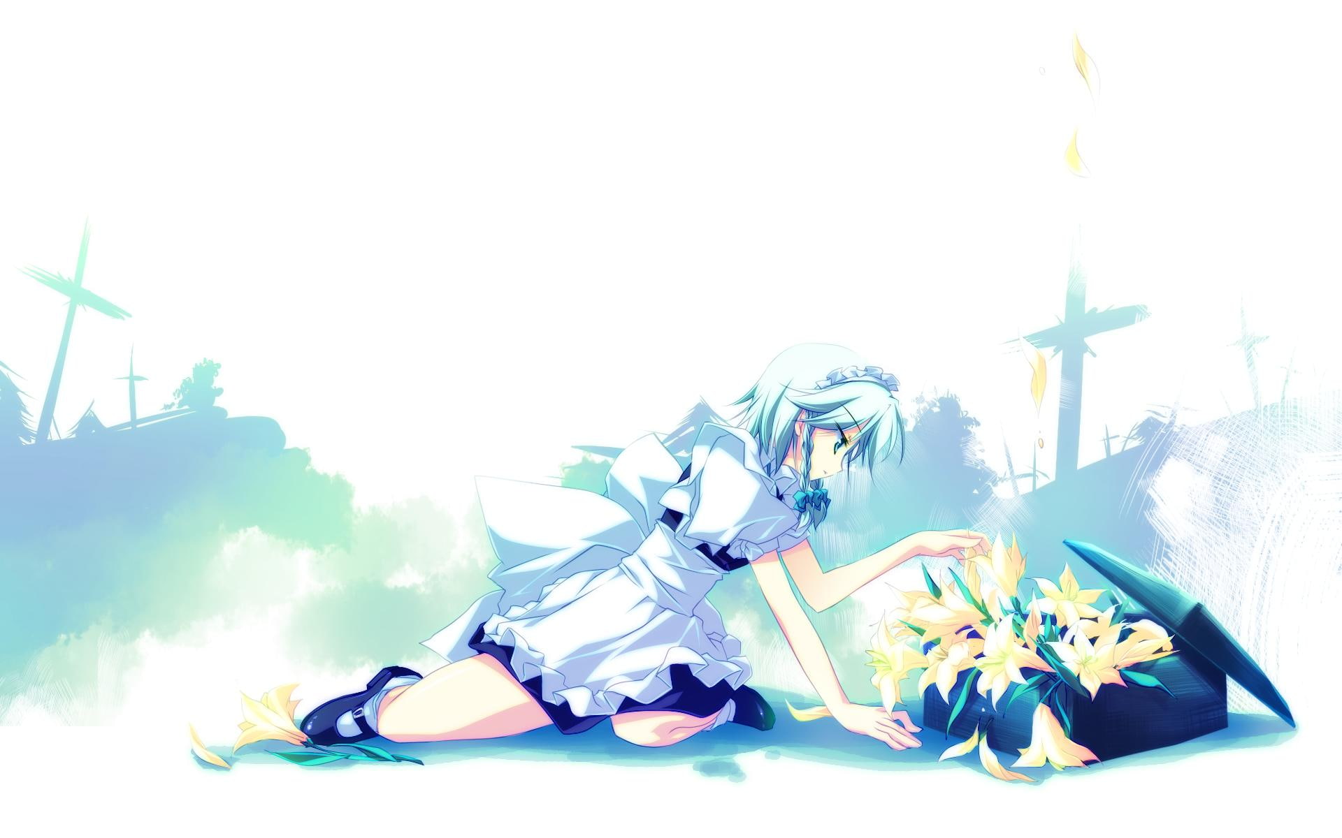 izayoi, sakuya, anime, 1080P, character, izayoi sakuya, girls, anime girls, touhou, woman, dress, HD Wallpaper