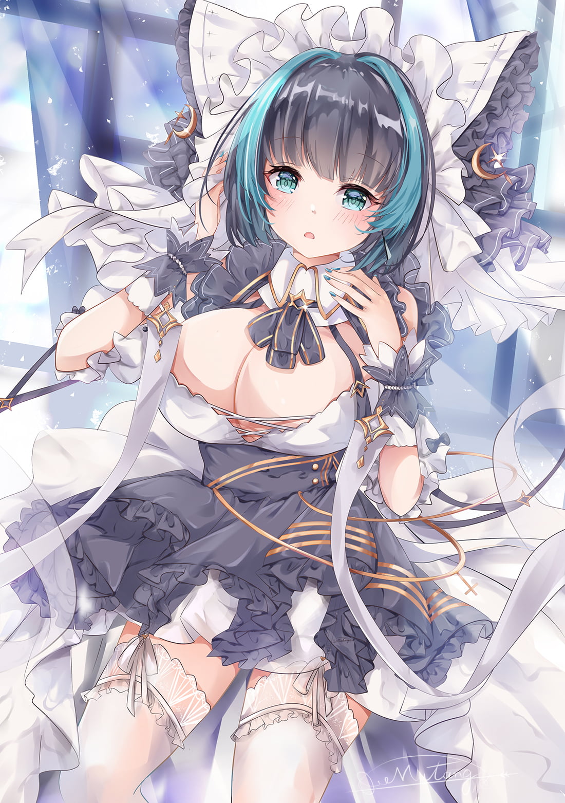 Azur Lane, Cheshire (Azur Lane), dress, white stockings, anime girls, 720P, Phone HD Wallpaper