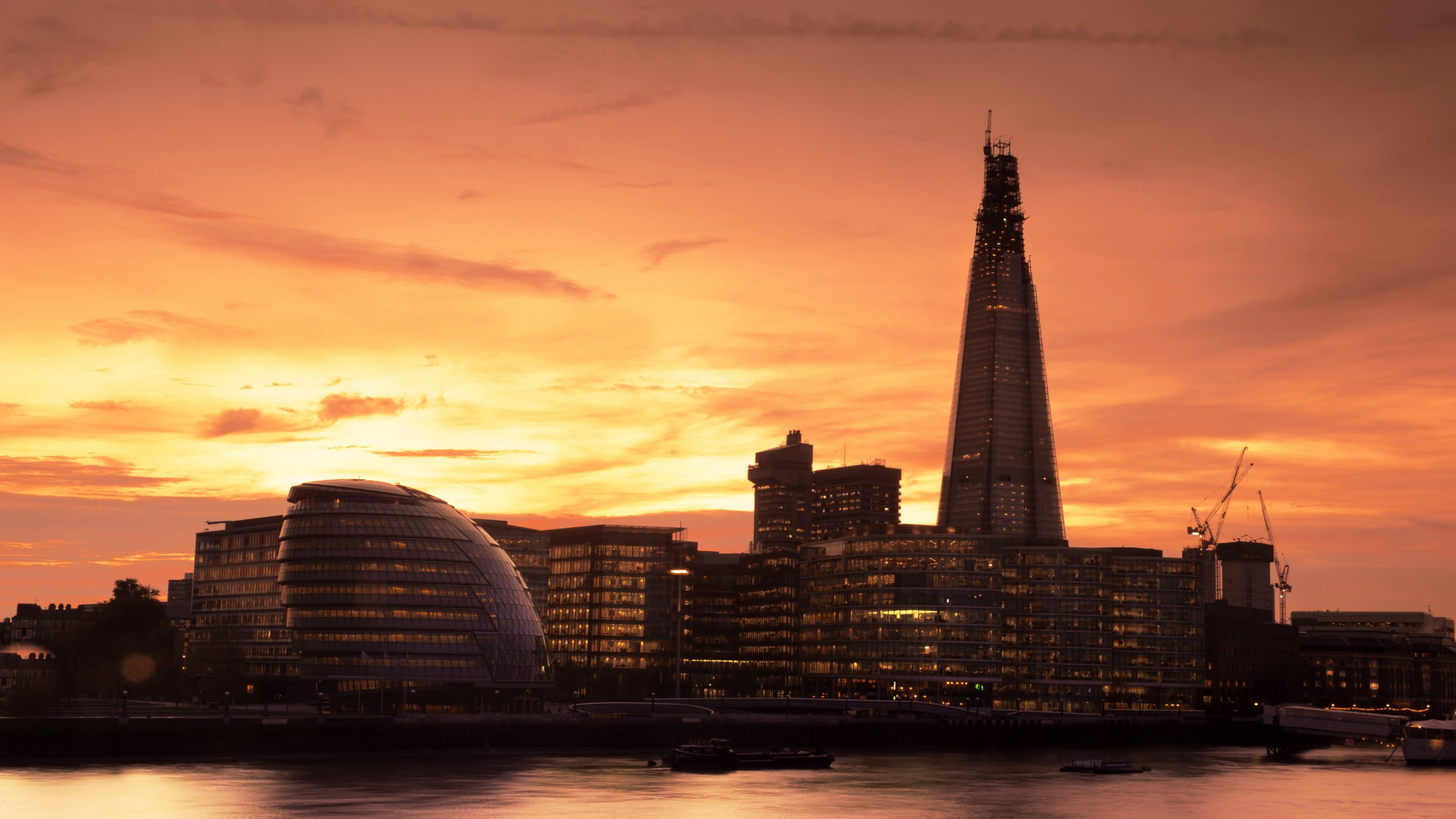 building, sunset, cityscape, white, cloud - sky, spire, London, eiffel, city, modern, urban skyline, black, architecture, outdoors, building exterior, England, HD Wallpaper