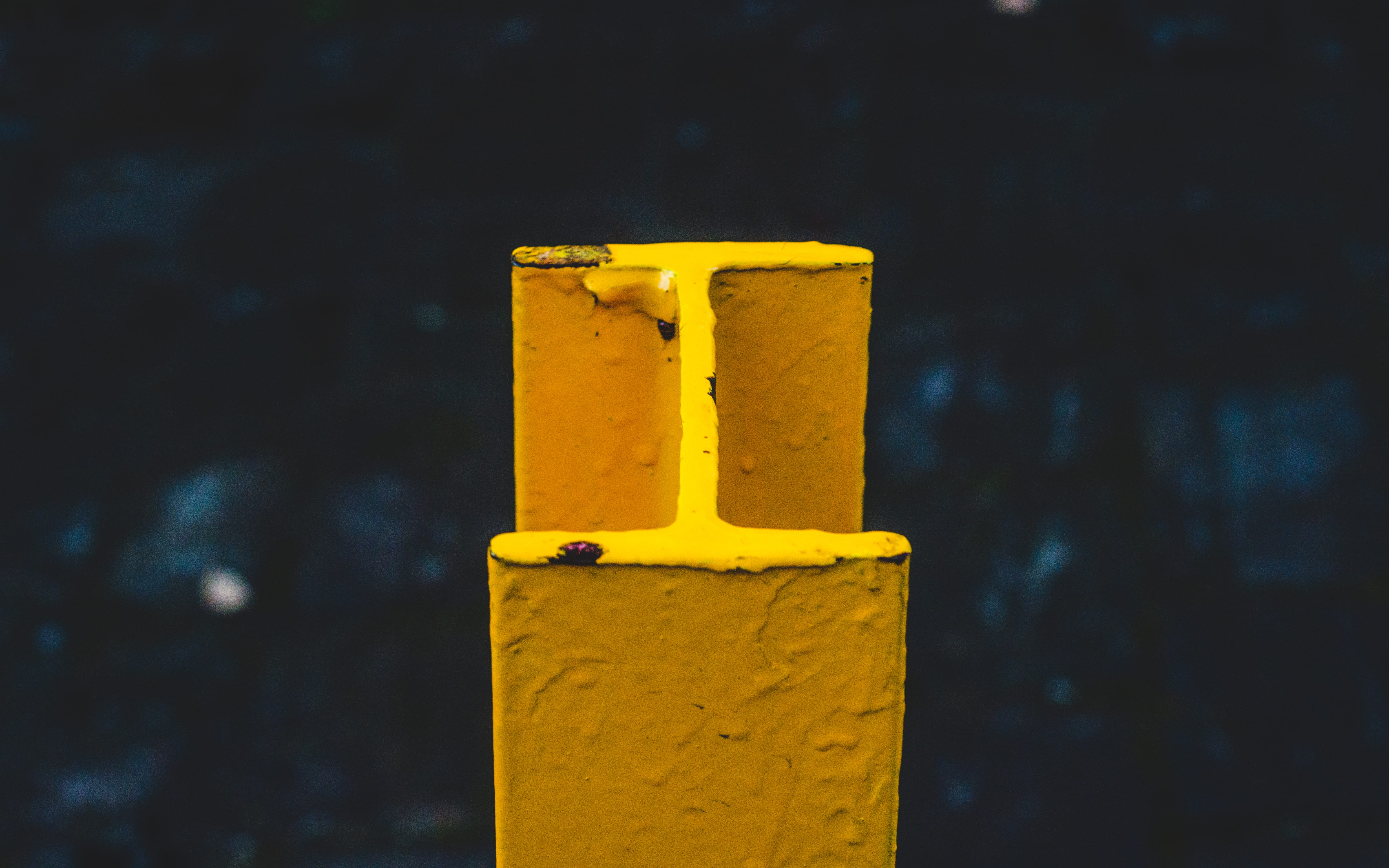 post, focus on foreground, metal, pole, lighting equipment, sunlight, still life, wall - building feature, single object, bollard, paint, steel, yellow, HD Wallpaper