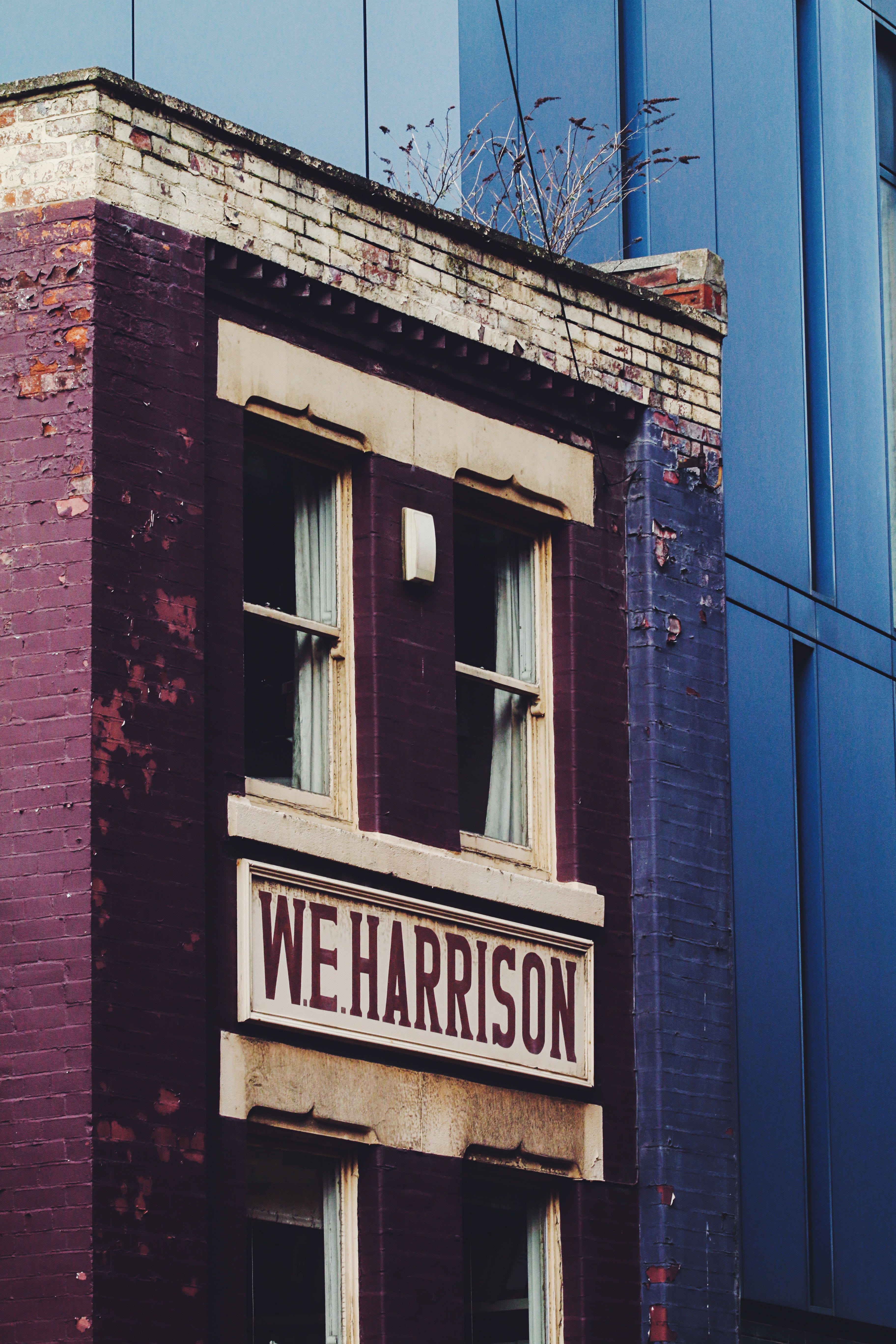 purple, alphabet, nature, text, sheffield, brick, blue, architecture, typography, w, communication, building, old city, home decor, western script, england, Phone HD Wallpaper