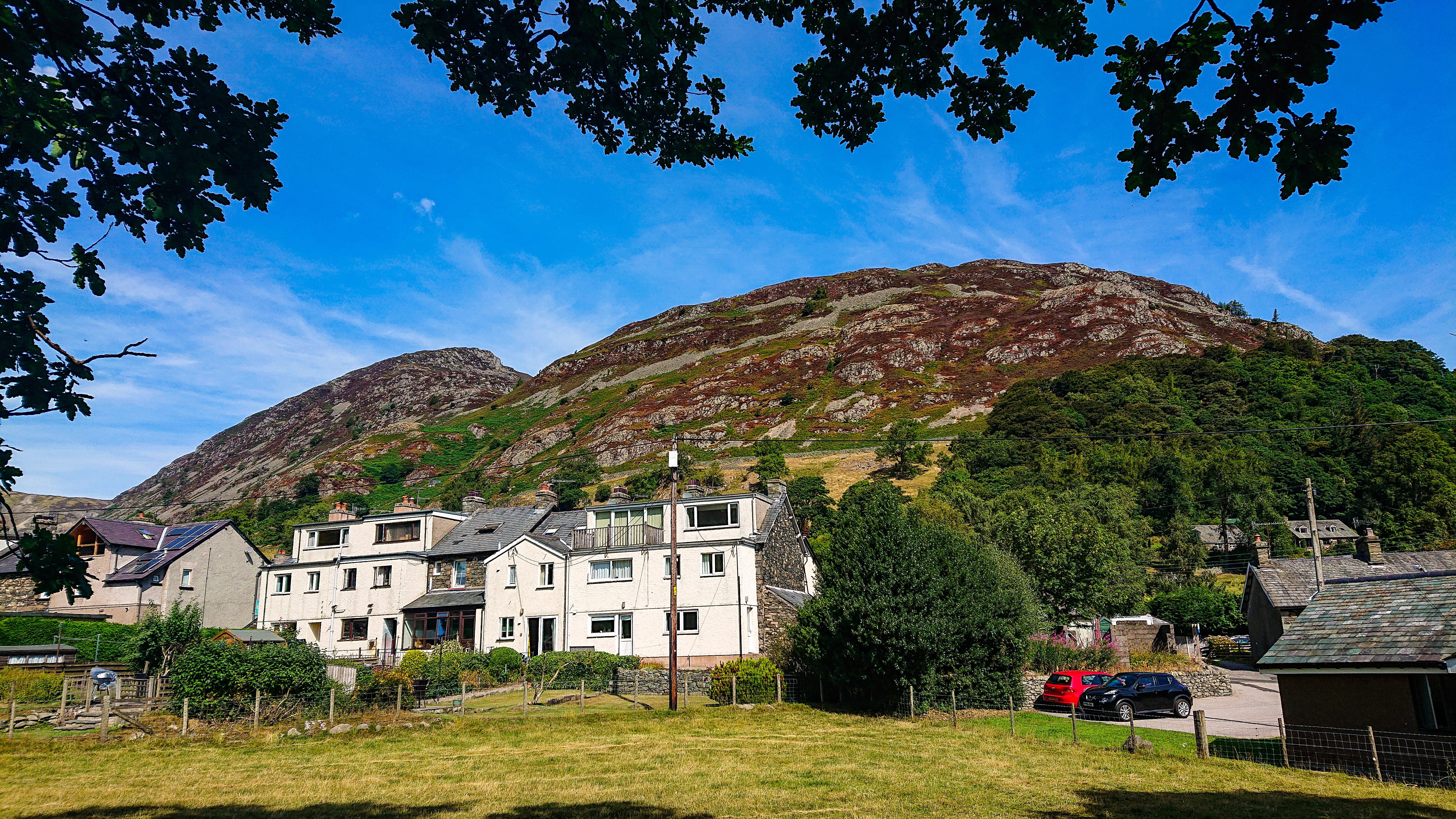 transportation, residential district, lawn, mountain, architecture, nature, motor vehicle, lake district, plant, tree, land, scenics - nature, 5K, building exterior, HD Wallpaper