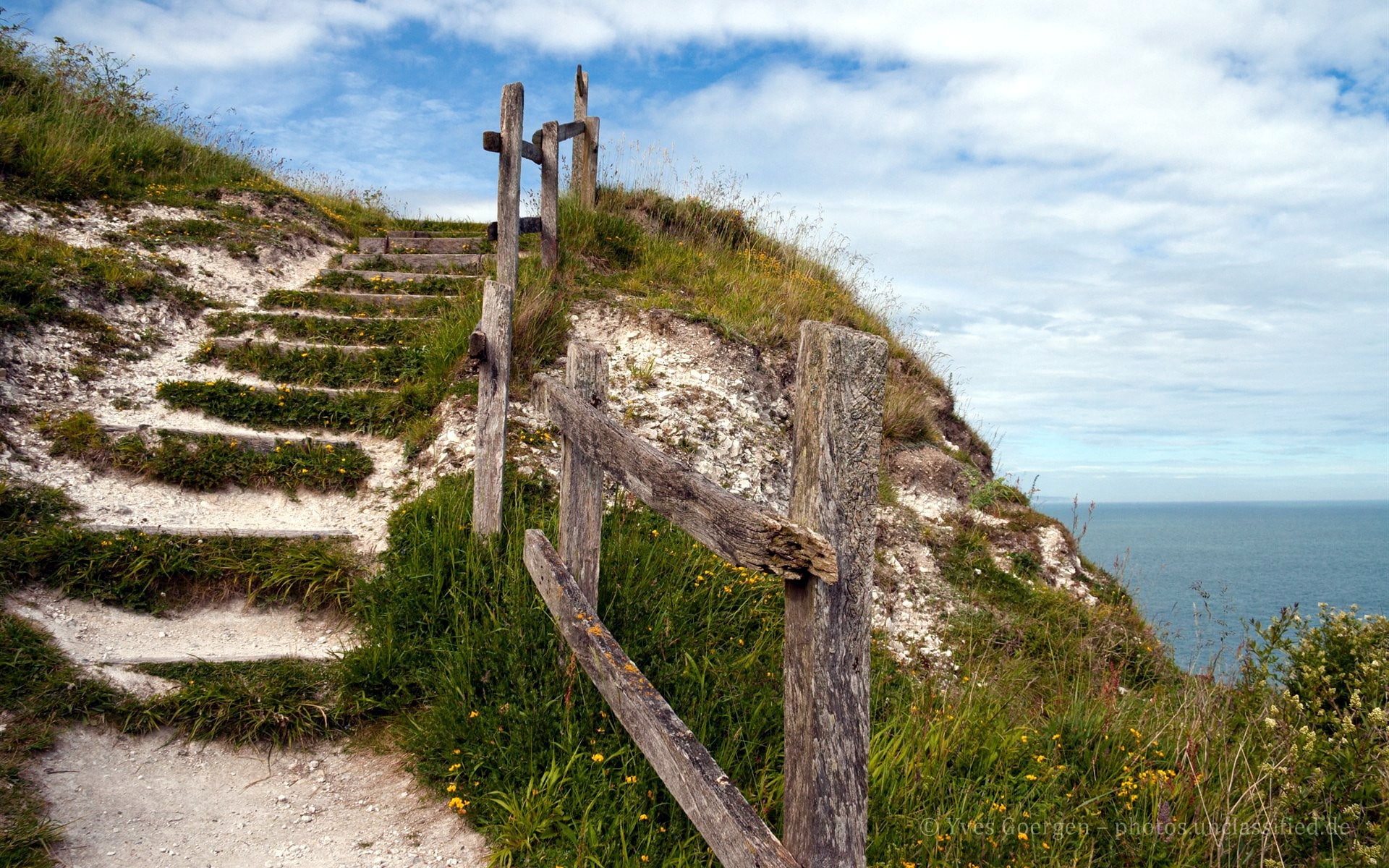 stairs, nature, landscape, sky, 1080P, fence, HD Wallpaper