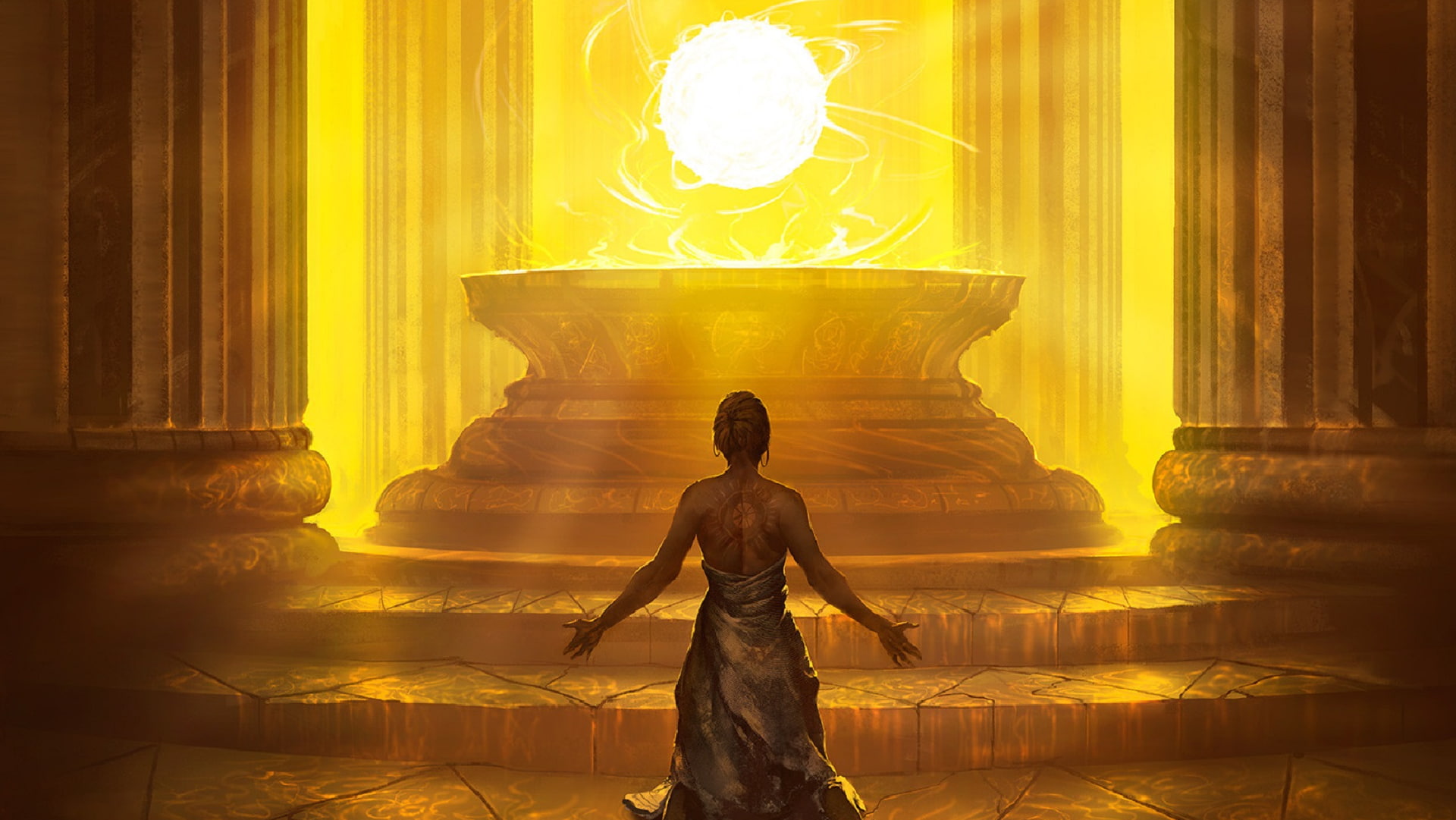 yellow, Born of the Gods, Magic: The Gathering, 1080P, pillar, HD Wallpaper