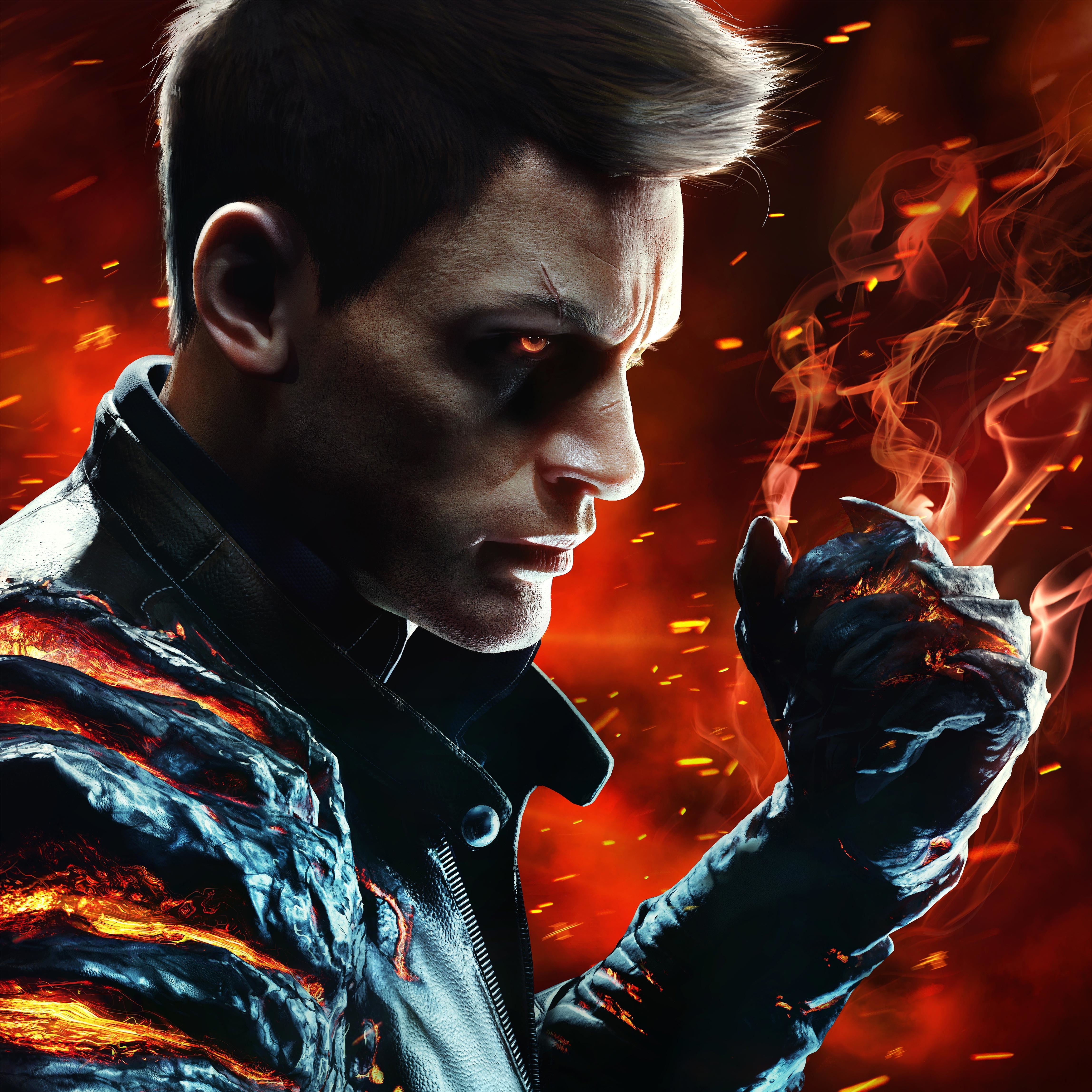 4K, demon, fire, Desmond, the demon, fist, the protagonist, the executioner, Devils Hunt, the game, smoke, Phone HD Wallpaper