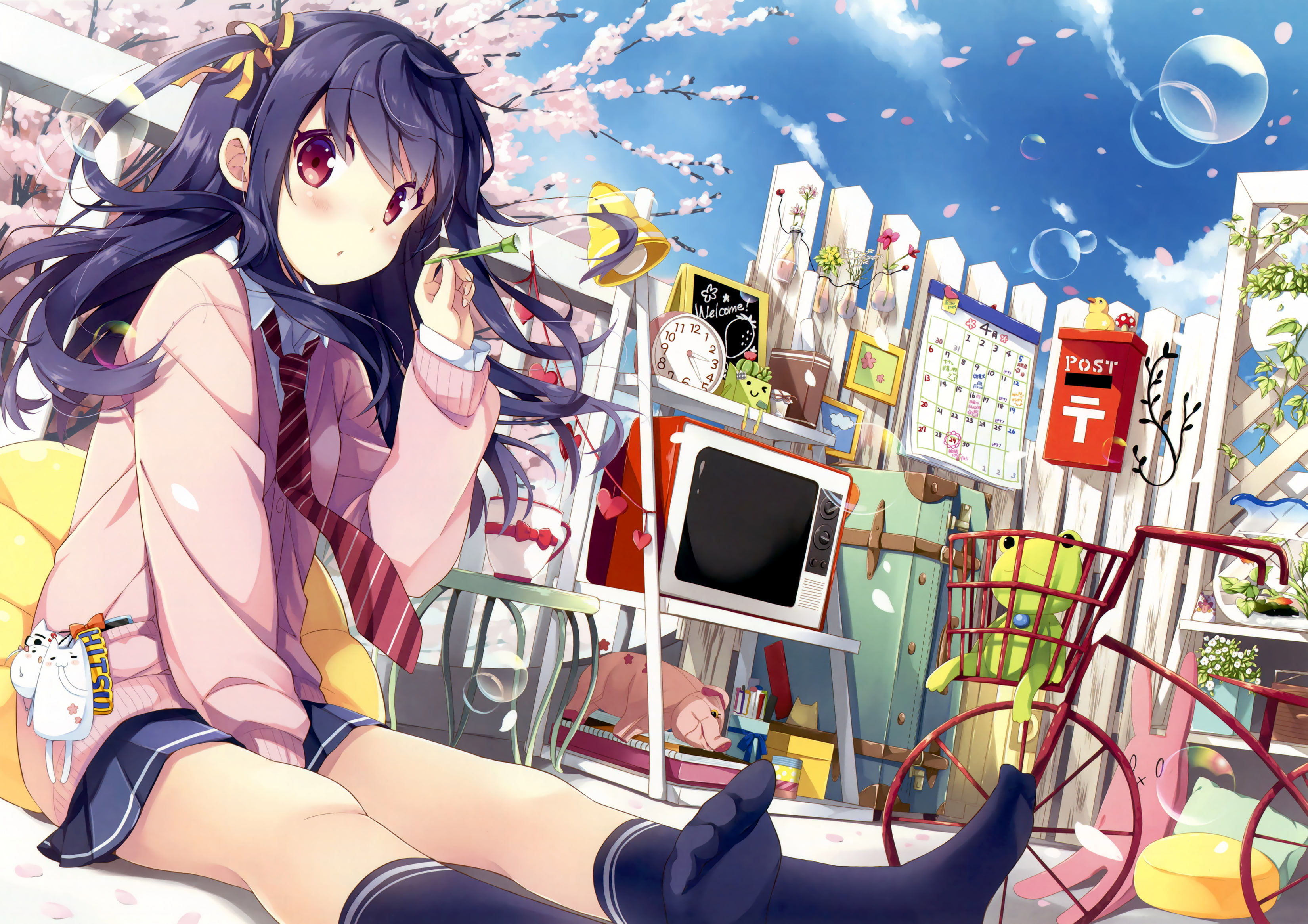 young adult, nature, school uniform, sakura blossom, representation, people, outdoors, sunlight, 2K, communication, real people, day, Anime, lifestyles, HD Wallpaper