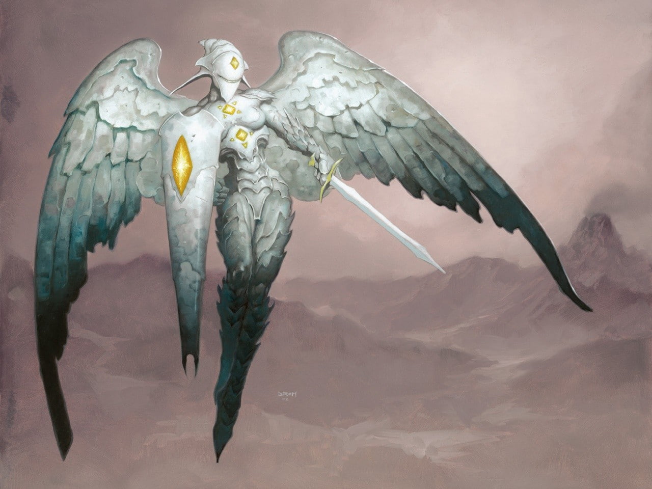 Brom, fantasy art, platinum Angel, Magic: The Gathering, 720P, HD Wallpaper