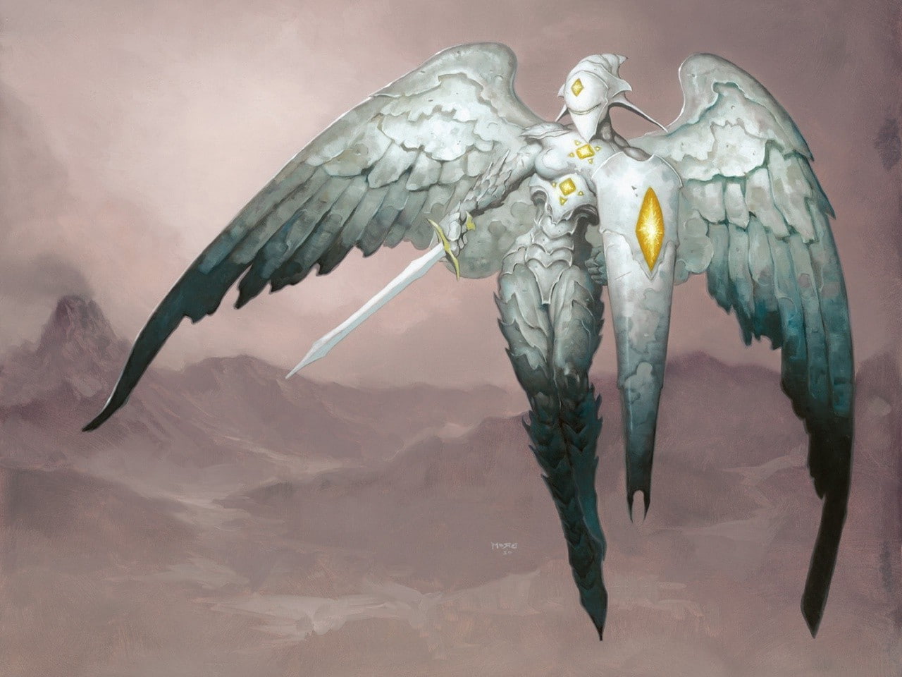 Brom, Platinum Angel, 720P, fantasy Art, magic the gathering, HD Wallpaper